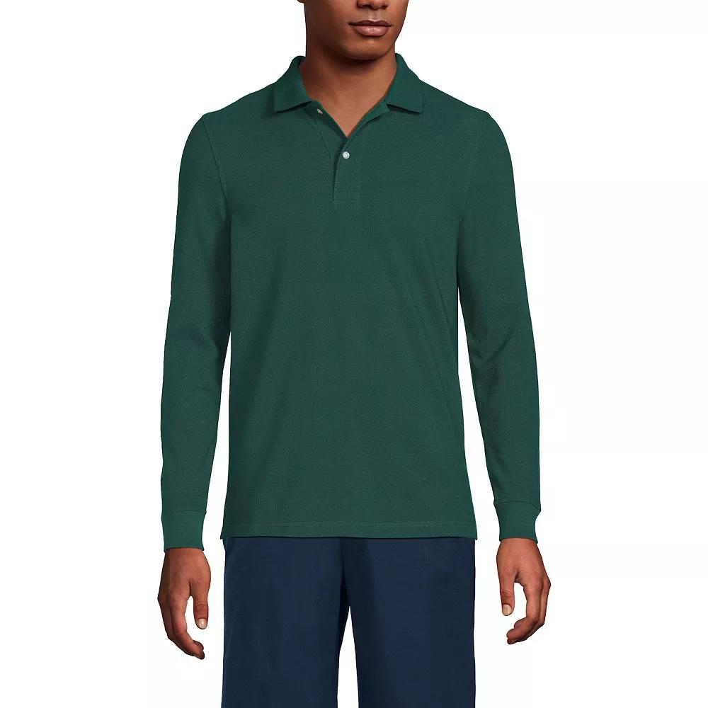 Men's Lands' End Long Sleeve Mesh Polo Shirt,  Product Image