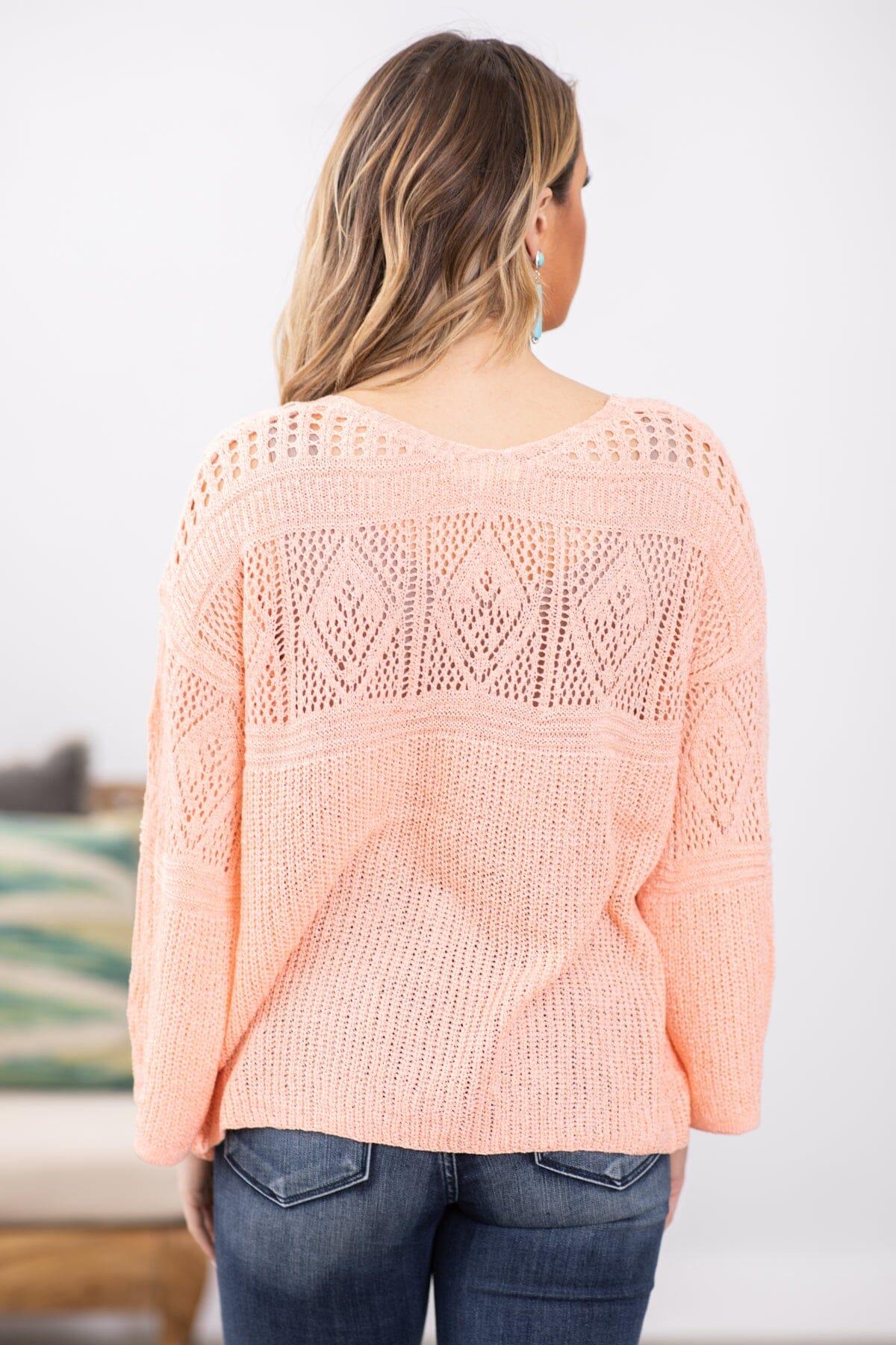 Coral Crochet Detail Lightweight Sweater Product Image