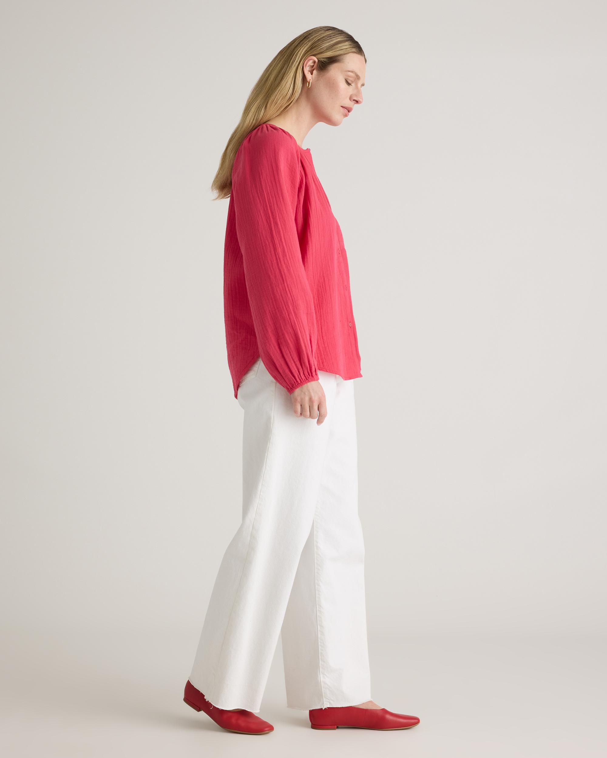 Quince | Women's Gauze Peasant Blouse Organic Cotton Product Image