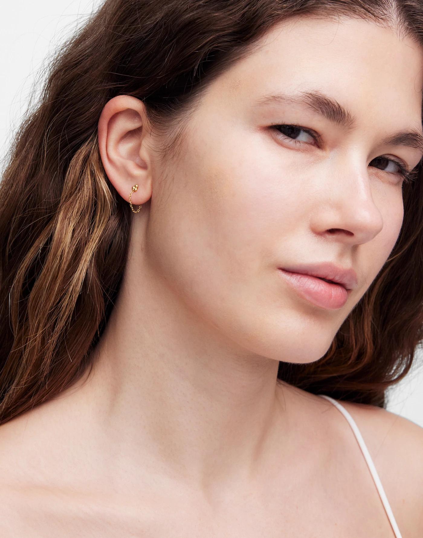 Demi-Fine Chain Stud Earrings Product Image