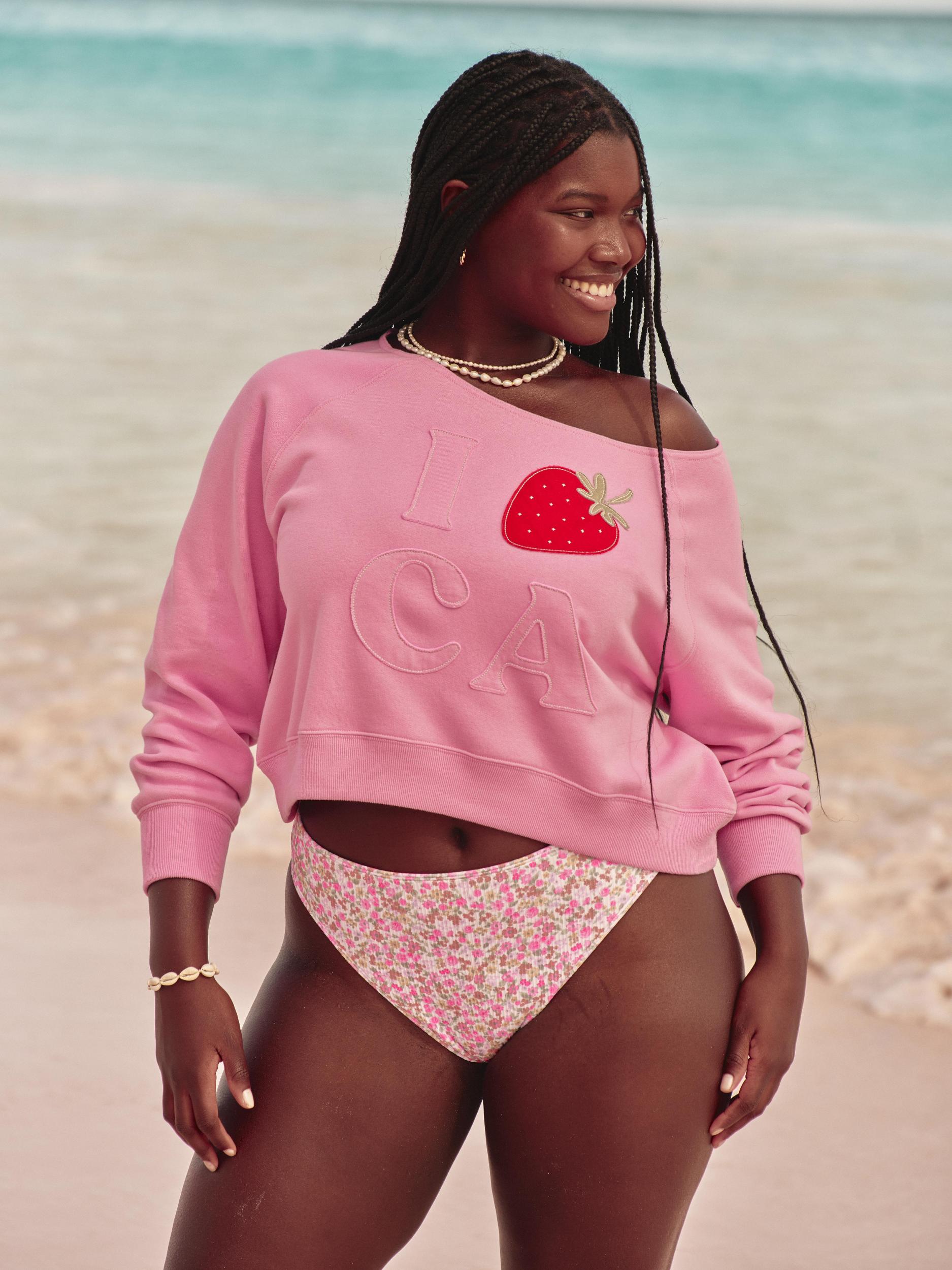 Curvy High-Leg High-Waist Ribbed Cheeky Bikini Bottom Product Image