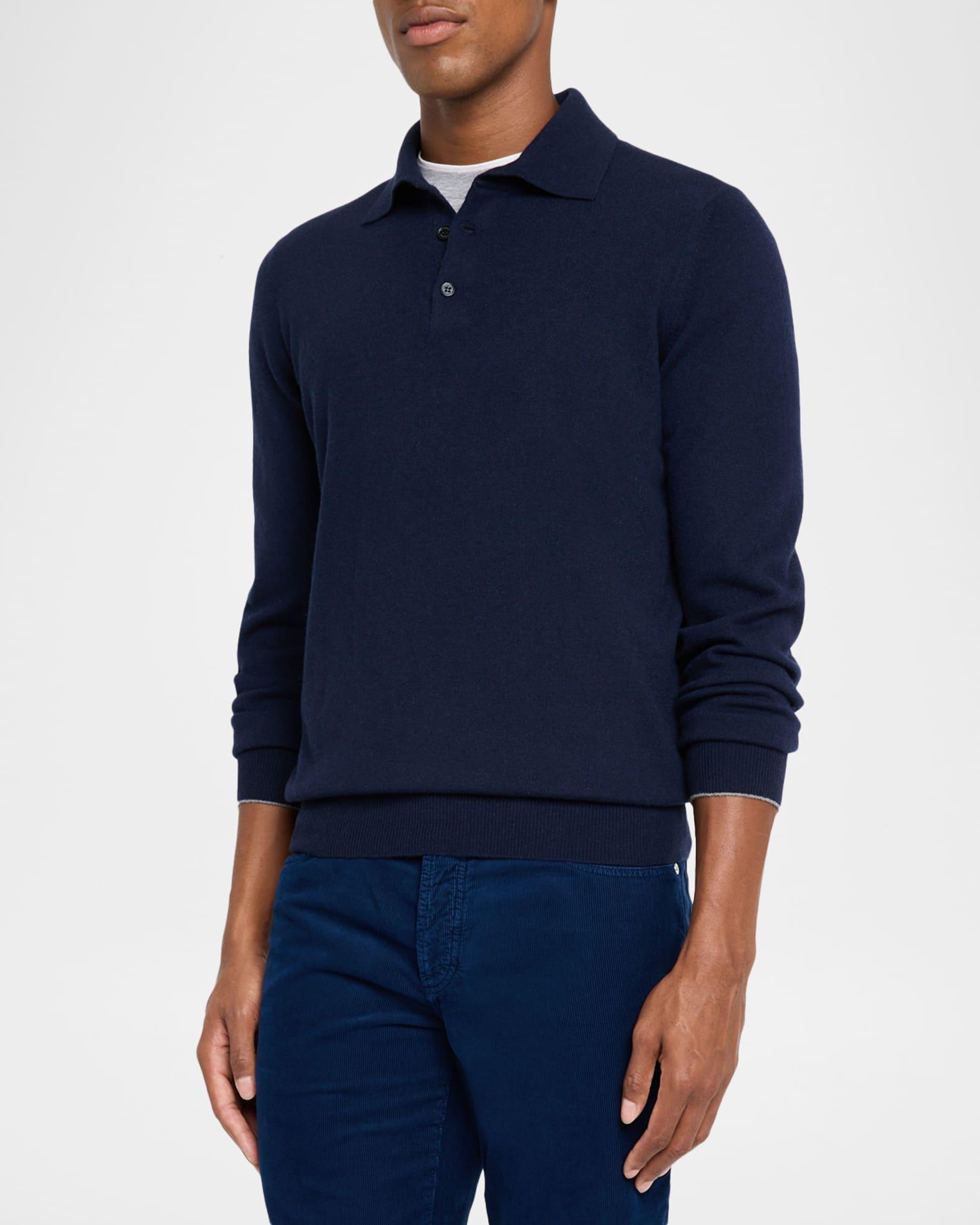 Men's Premium Cashmere Polo Sweater Product Image