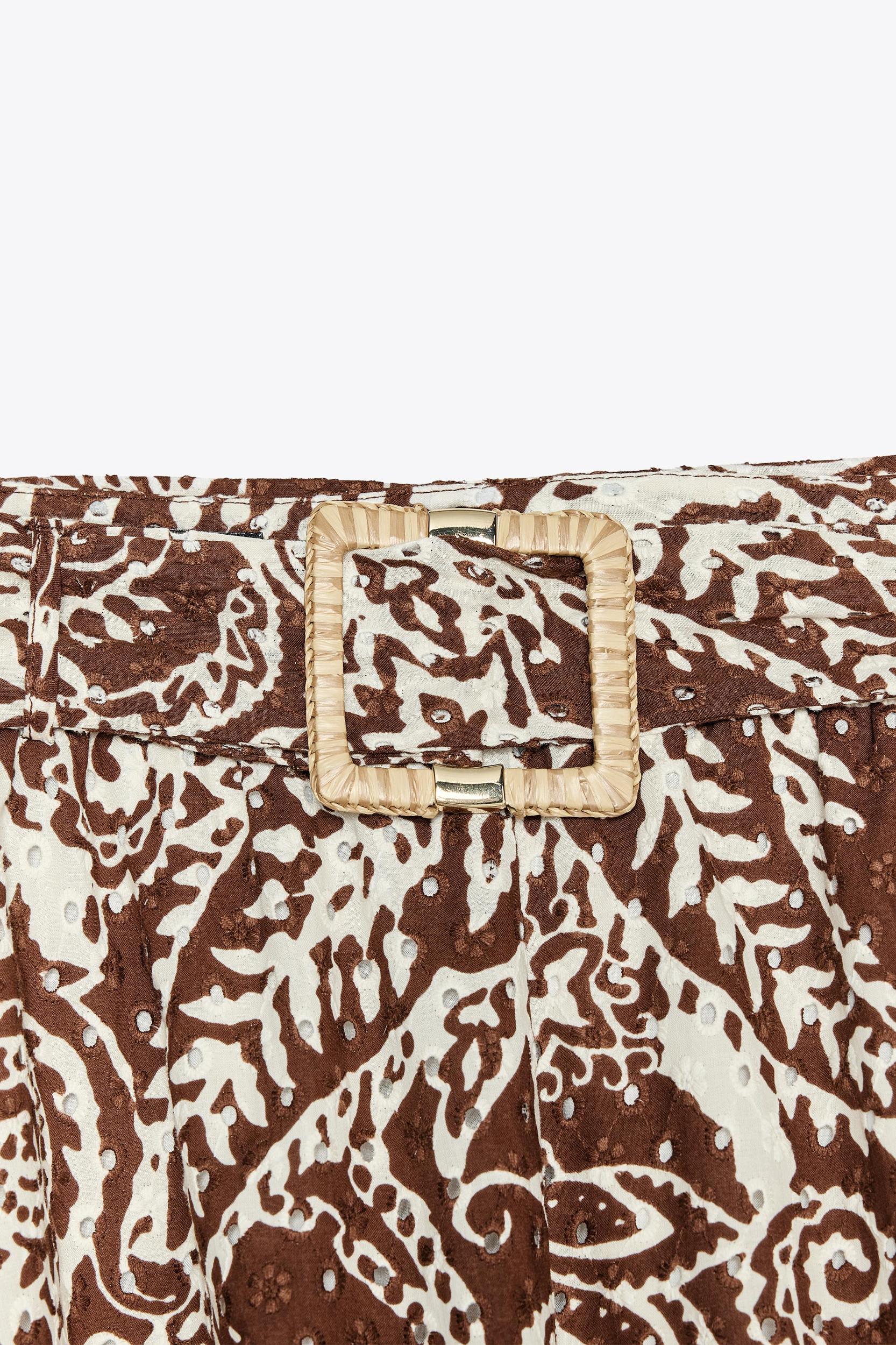 EMBROIDERED EYELET MIDI SKIRT Product Image