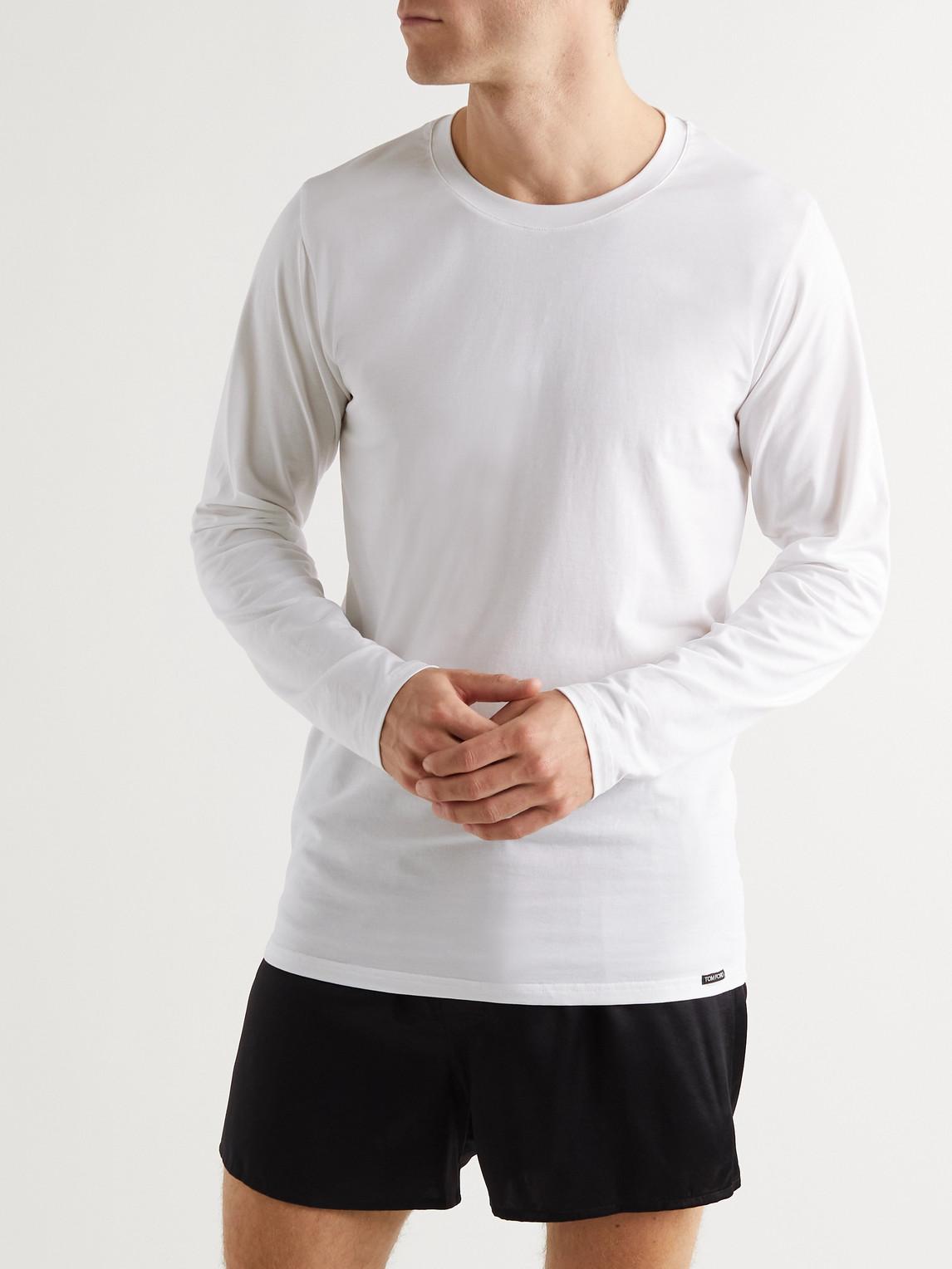TOM FORD Stretch Cotton & Modal Jersey T-shirt In White Product Image