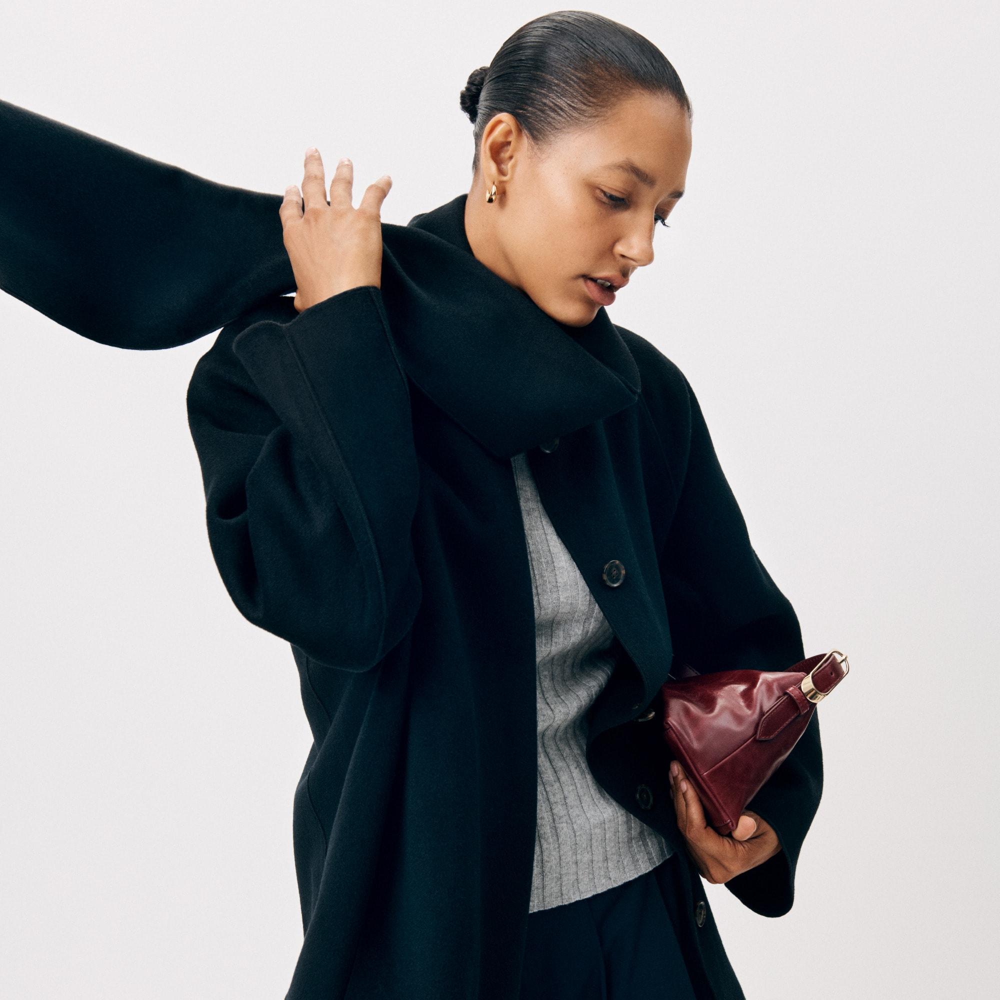 Scarf coat in drapey wool blend Product Image