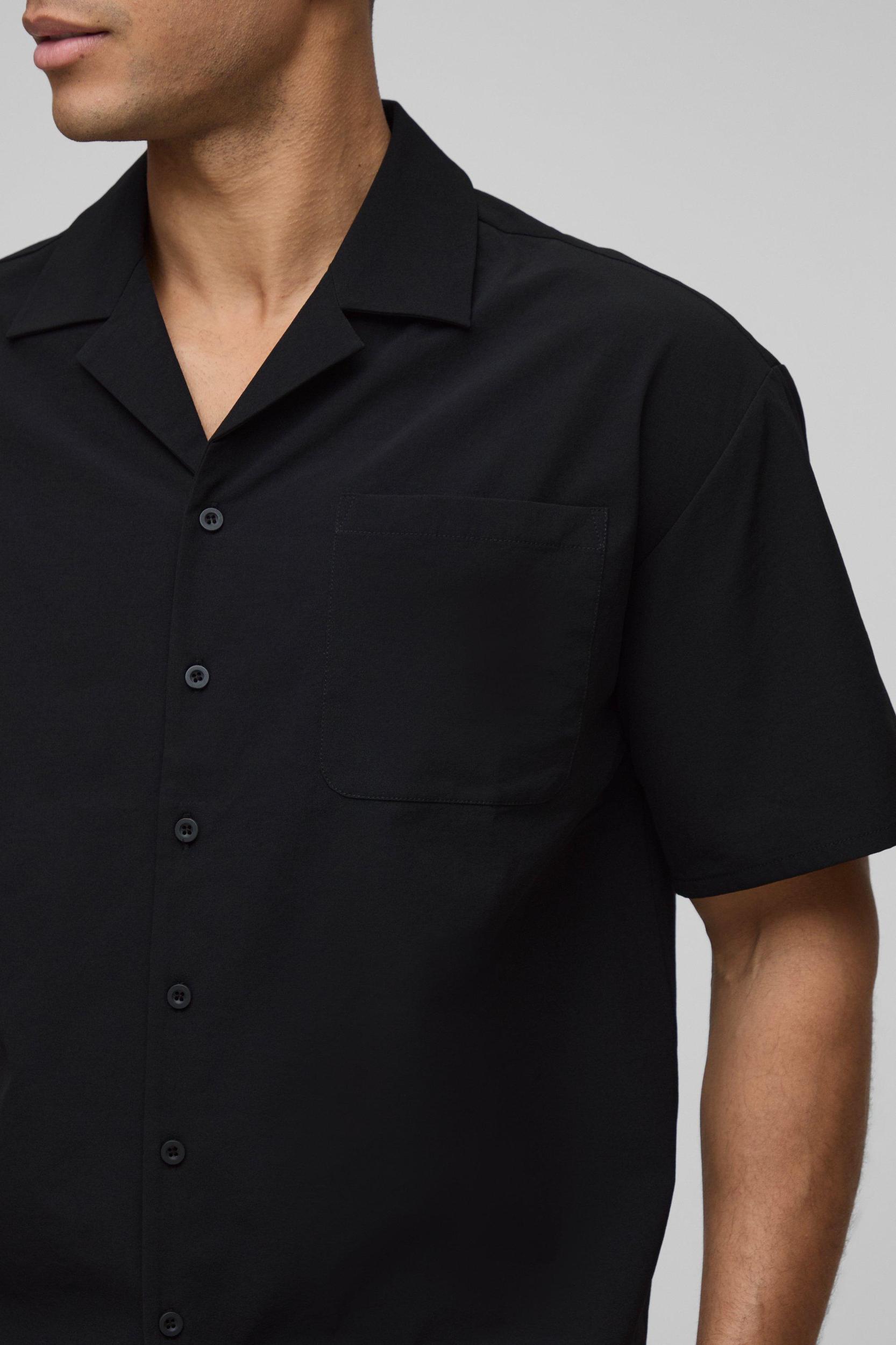 Oversized Boxy Technical Stretch Shirt & Comfort Short Set | boohooMAN USA Product Image