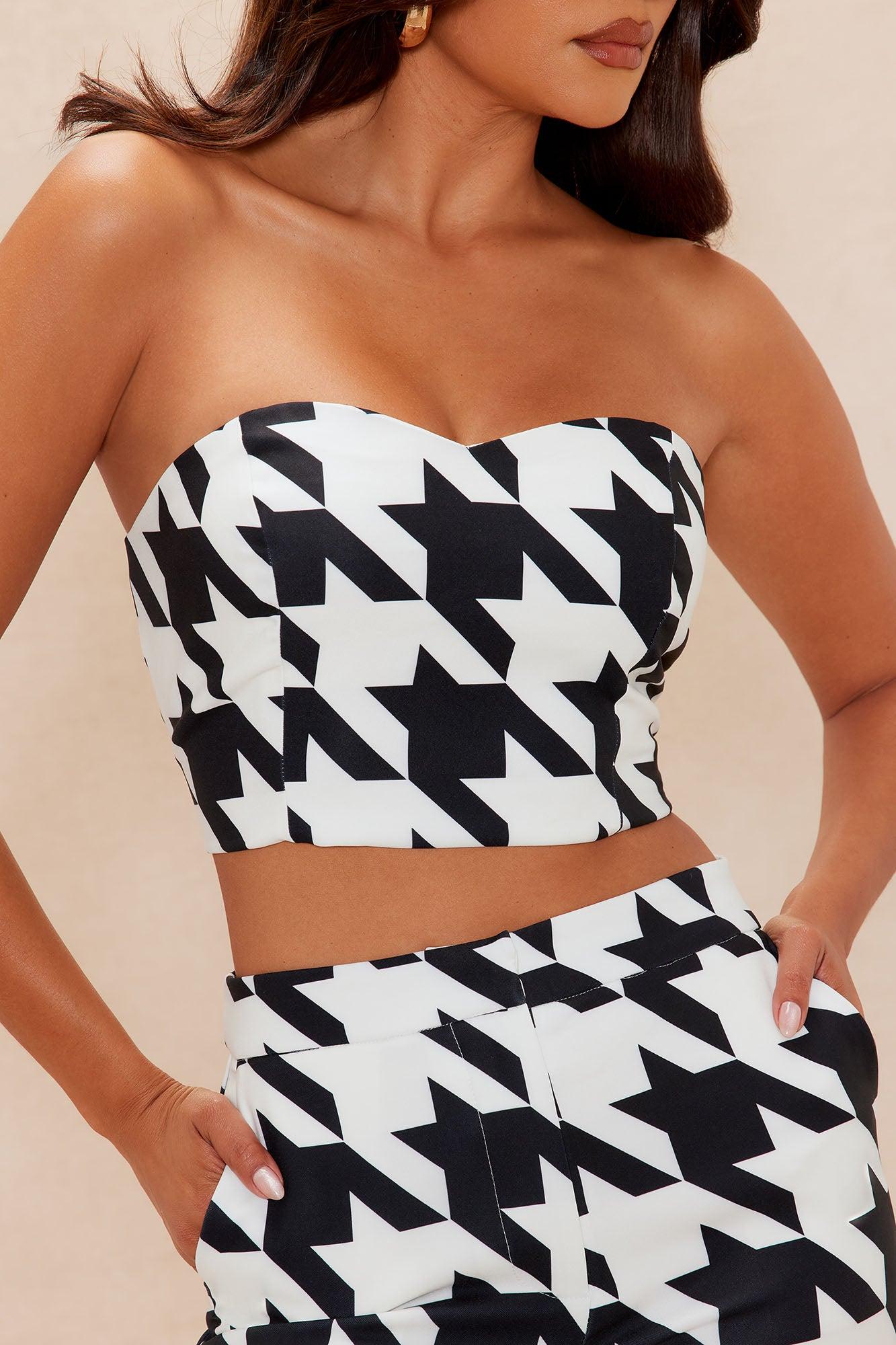 Heather Houndstooth Pant Set - Black/White Female Product Image