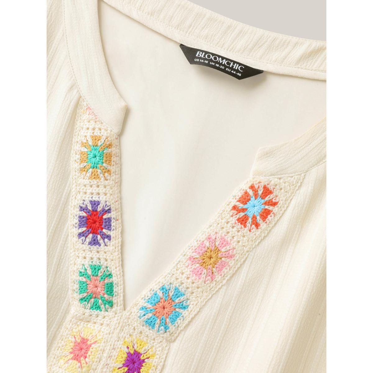 Plus Size Notched Collar Spliced Pockets Midi Dress Beige Women Ruffles Notched collar Cap Sleeve Curvy BloomChic 18-20/2X Product Image