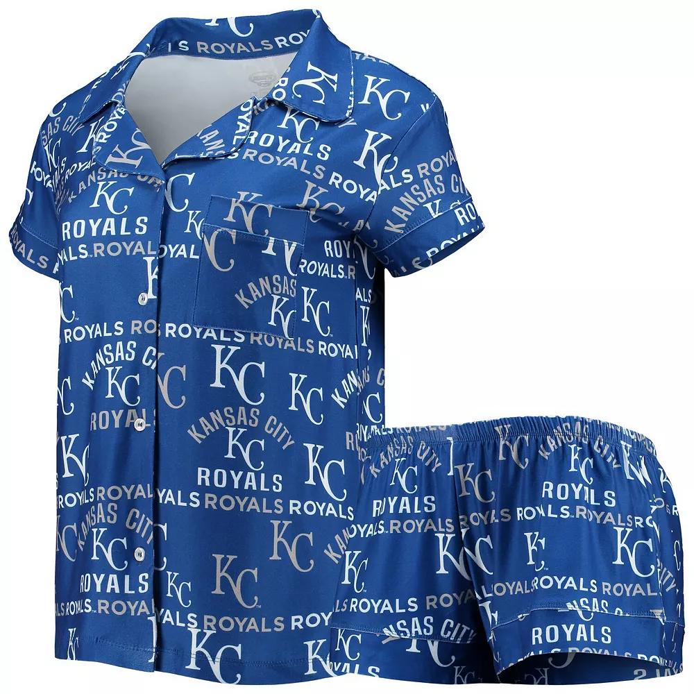 Women's Concepts Sport Royal Kansas City Royals Flagship Allover Print Top & Shorts Sleep Set, Size: Large, Blue Product Image