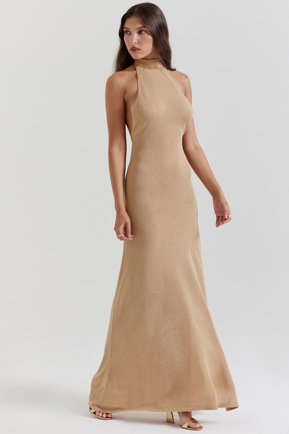 Selia  gold knit maxi dress Product Image