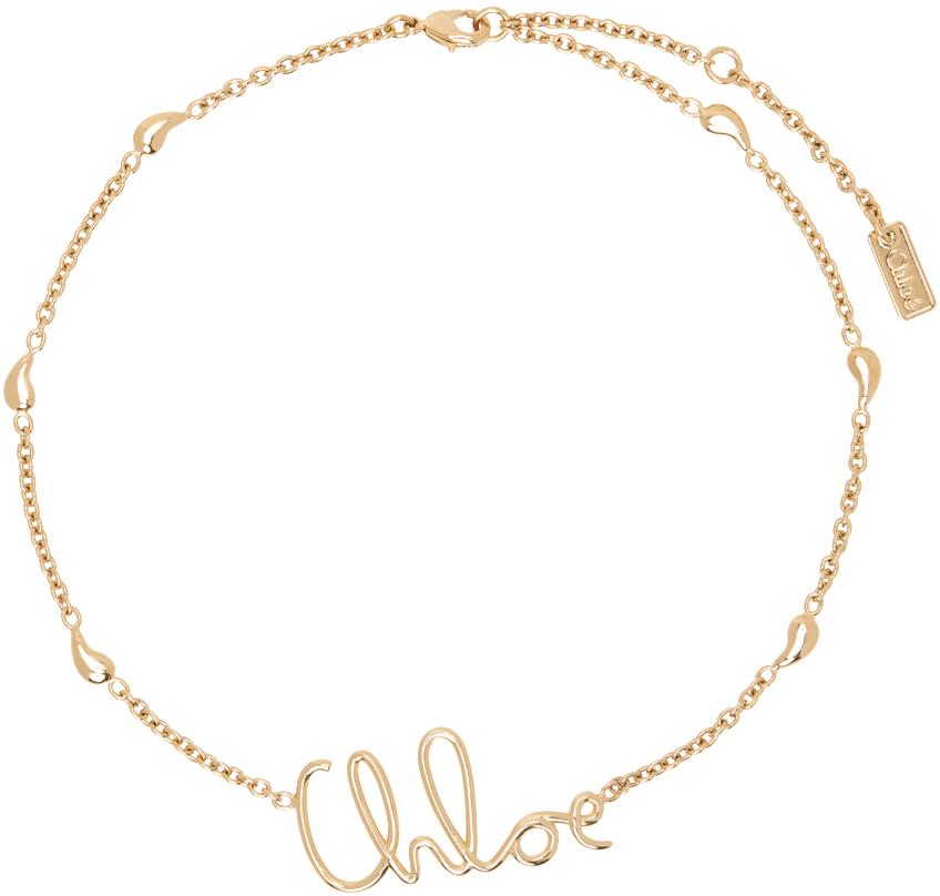 CHLOÉ Golden Logo Shells Necklace Product Image