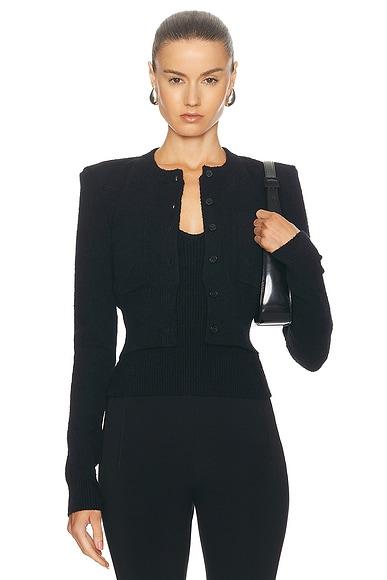 Cropped Cardigan With Shoulder Pads Product Image