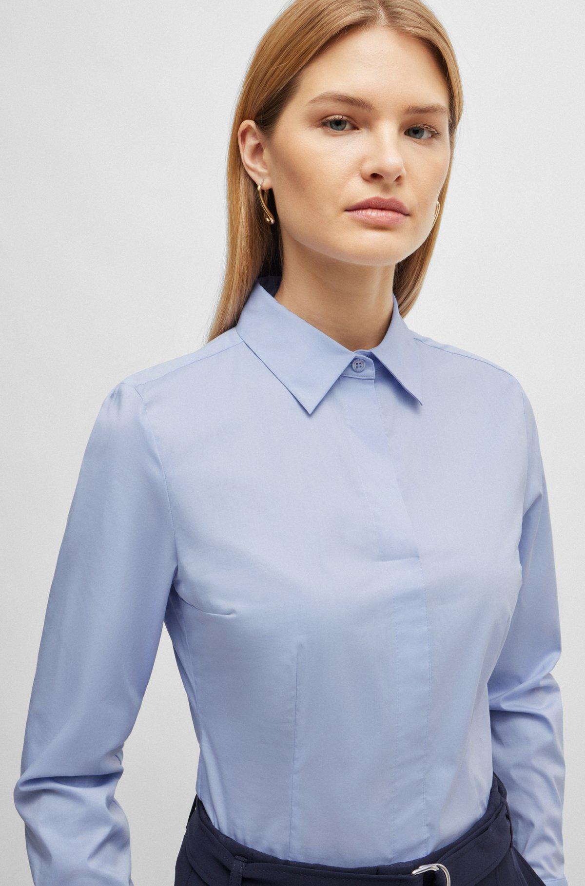 Slim-fit blouse in a stretch cotton Product Image