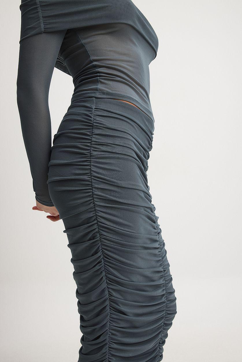 Ruched Mesh Midi Skirt Product Image
