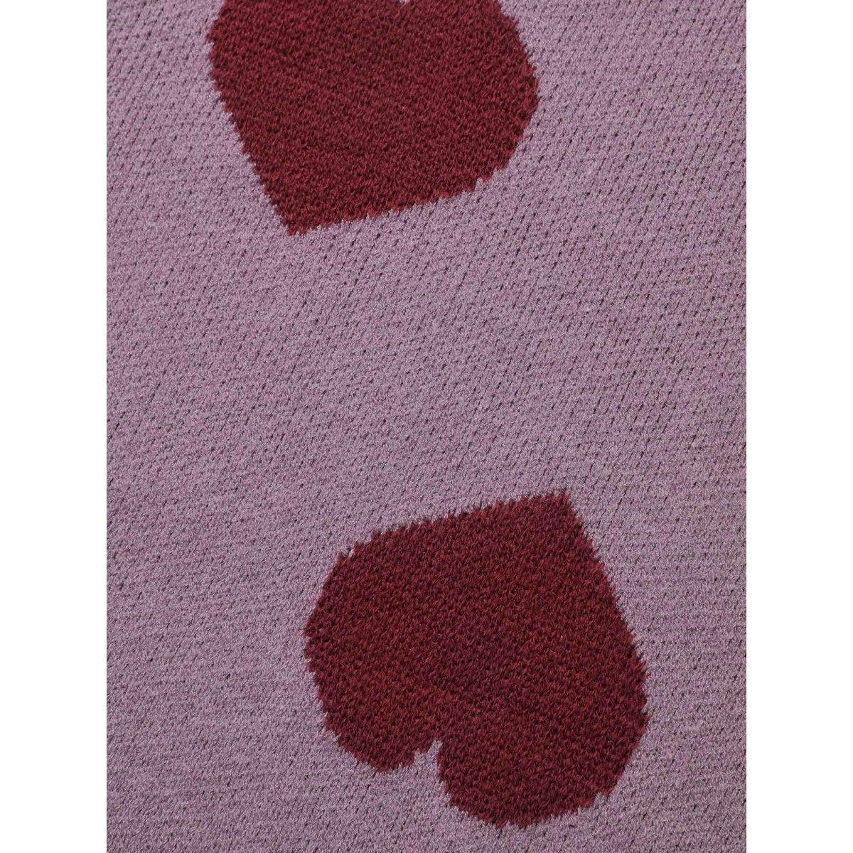 Plus Size Round Neck Contrast Heart Jacquard Pullover Lilac Women Casual Loose Long Sleeve Round Neck Everyday Pullovers BloomChic 30/6X Product Image