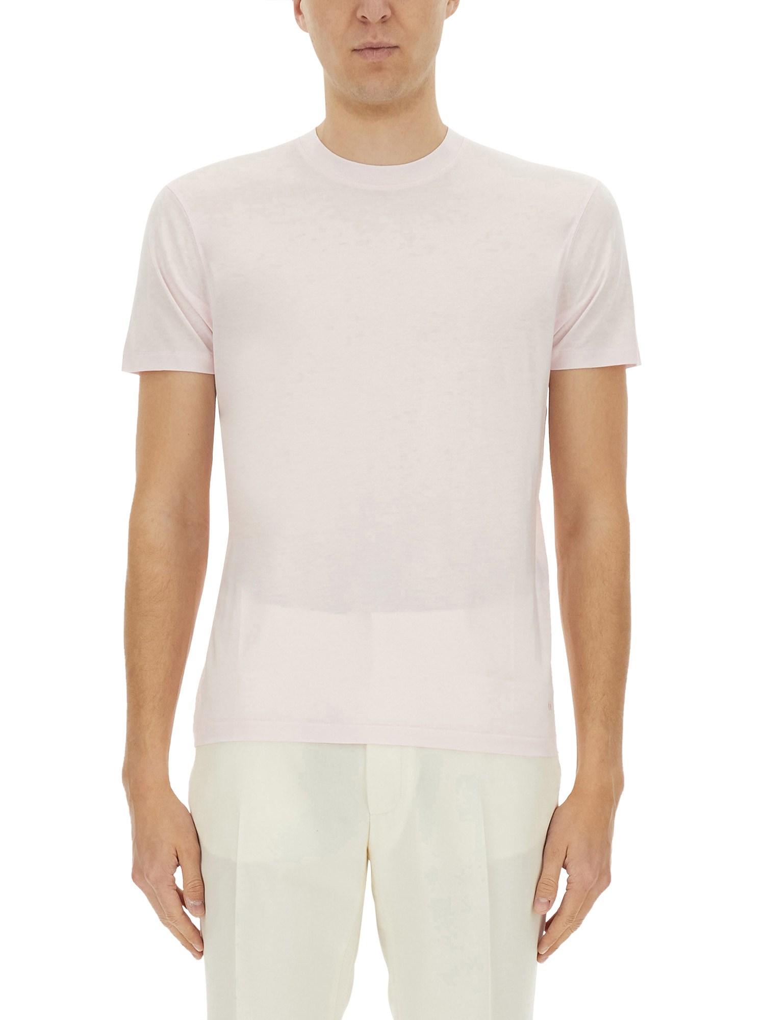 TOM FORD Placed Rib Slim-fit Lyocell And Cotton-blend T-shirt In Neutrals Product Image