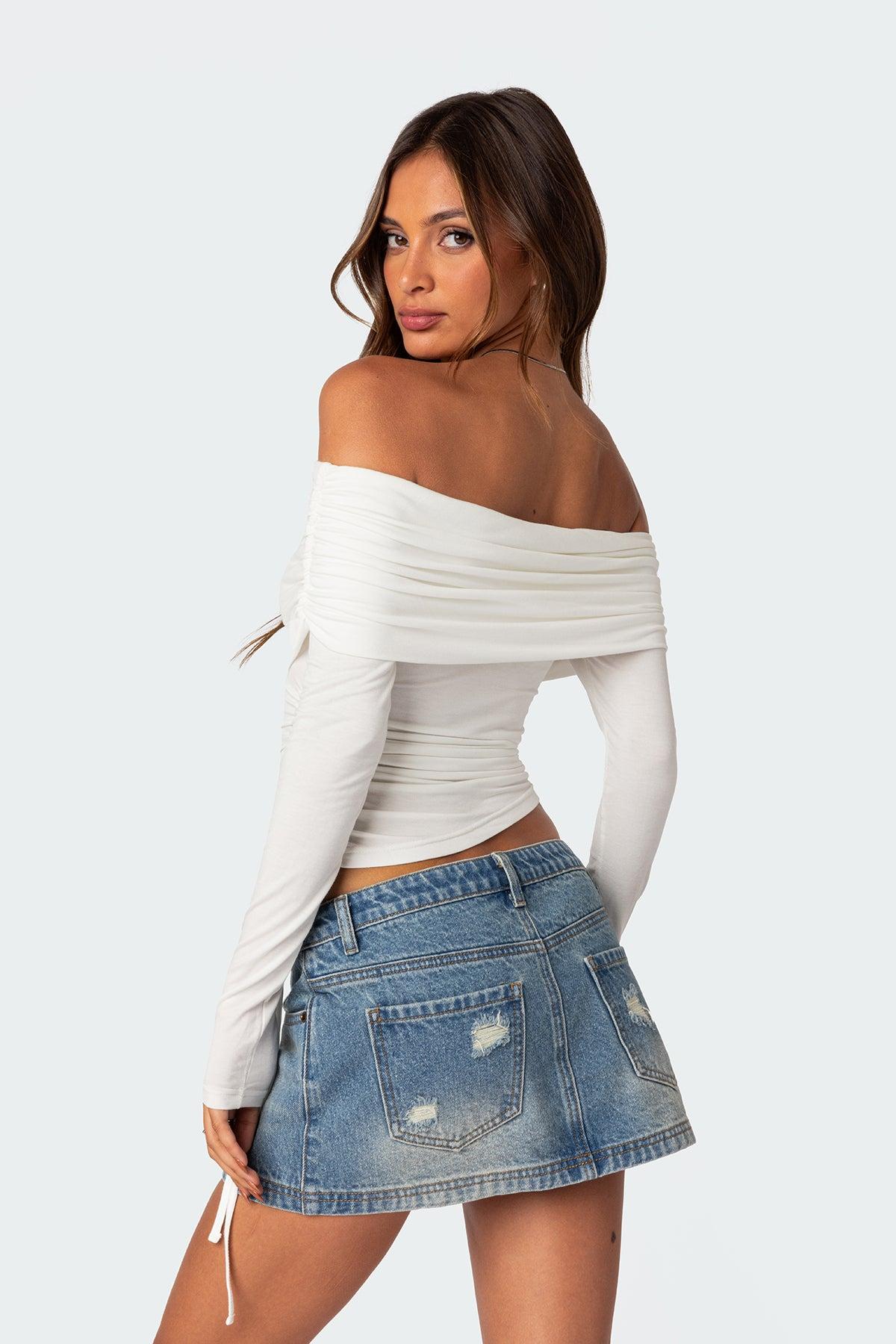 Gathered Fold Over Drawstring Top Product Image