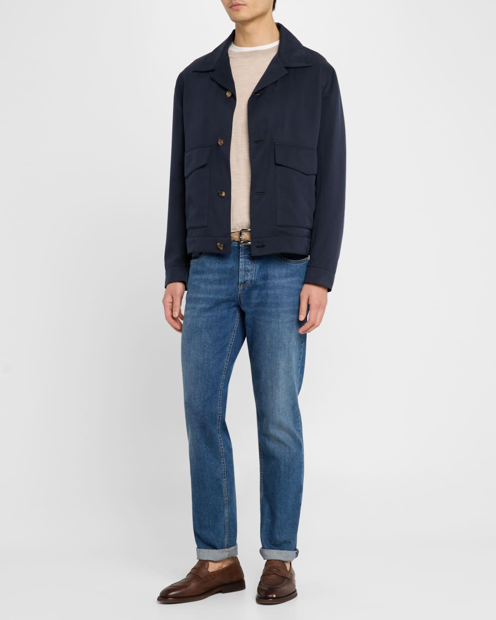 Men's Silk Button-Front Bomber Jacket Product Image