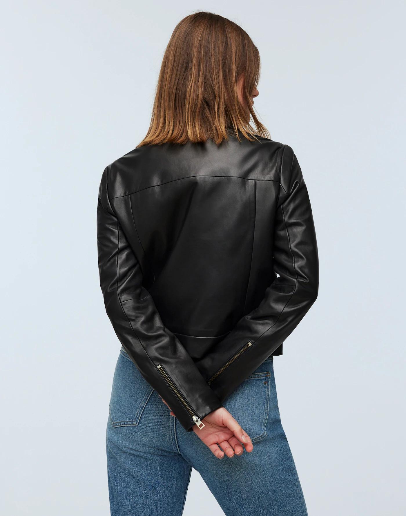 Shrunken Zip-Front Jacket in Leather Product Image