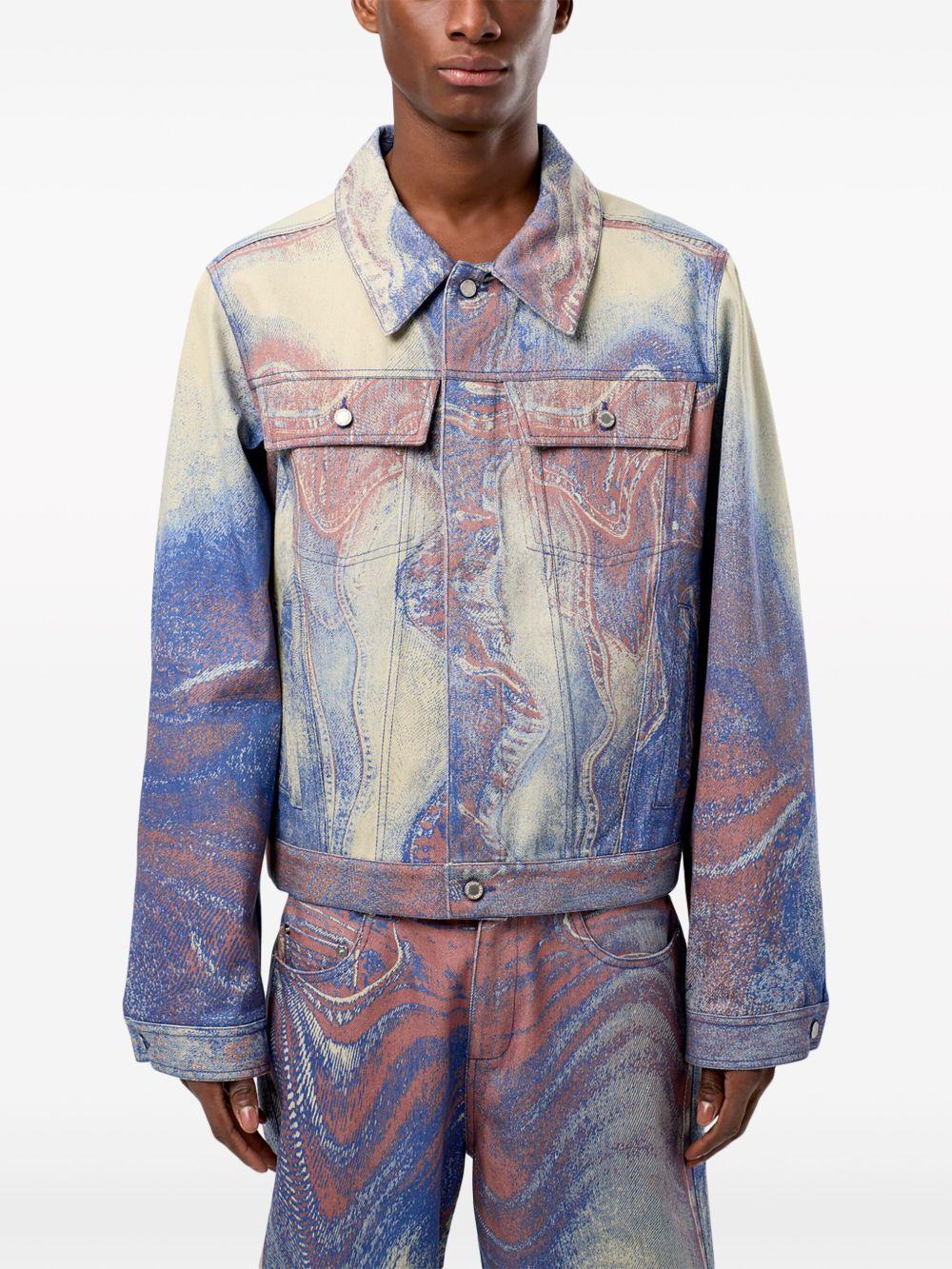swirl-print denim jacket Product Image
