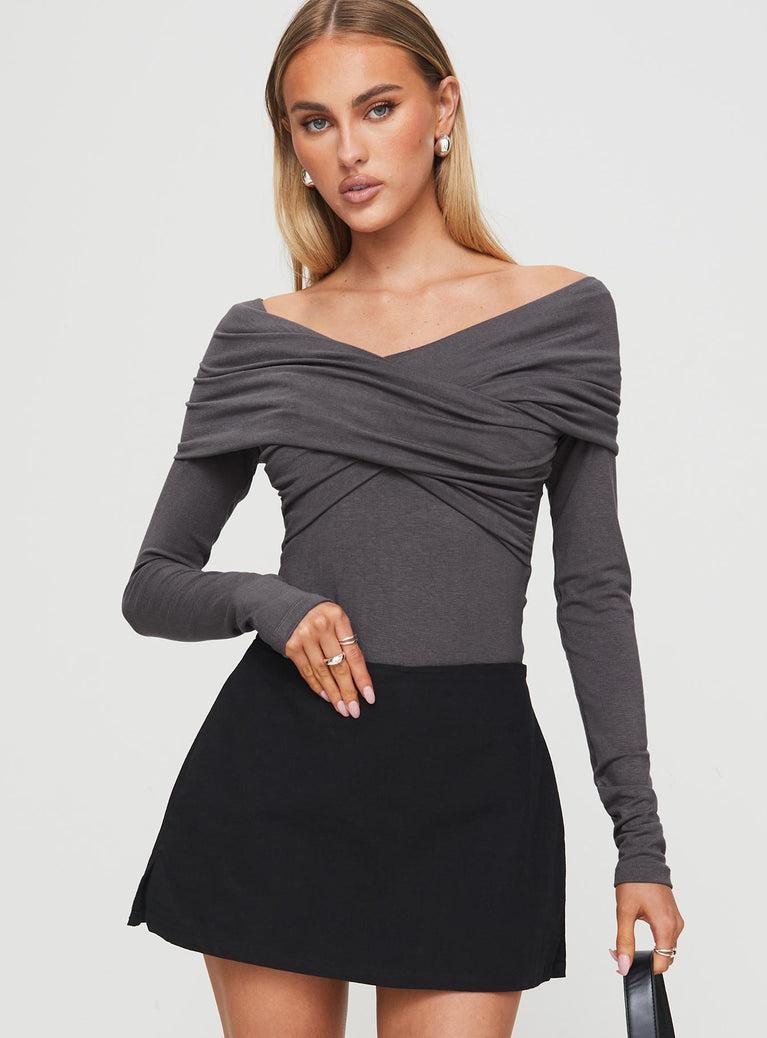 Sundlow Off Shoulder Bodysuit Slate Product Image