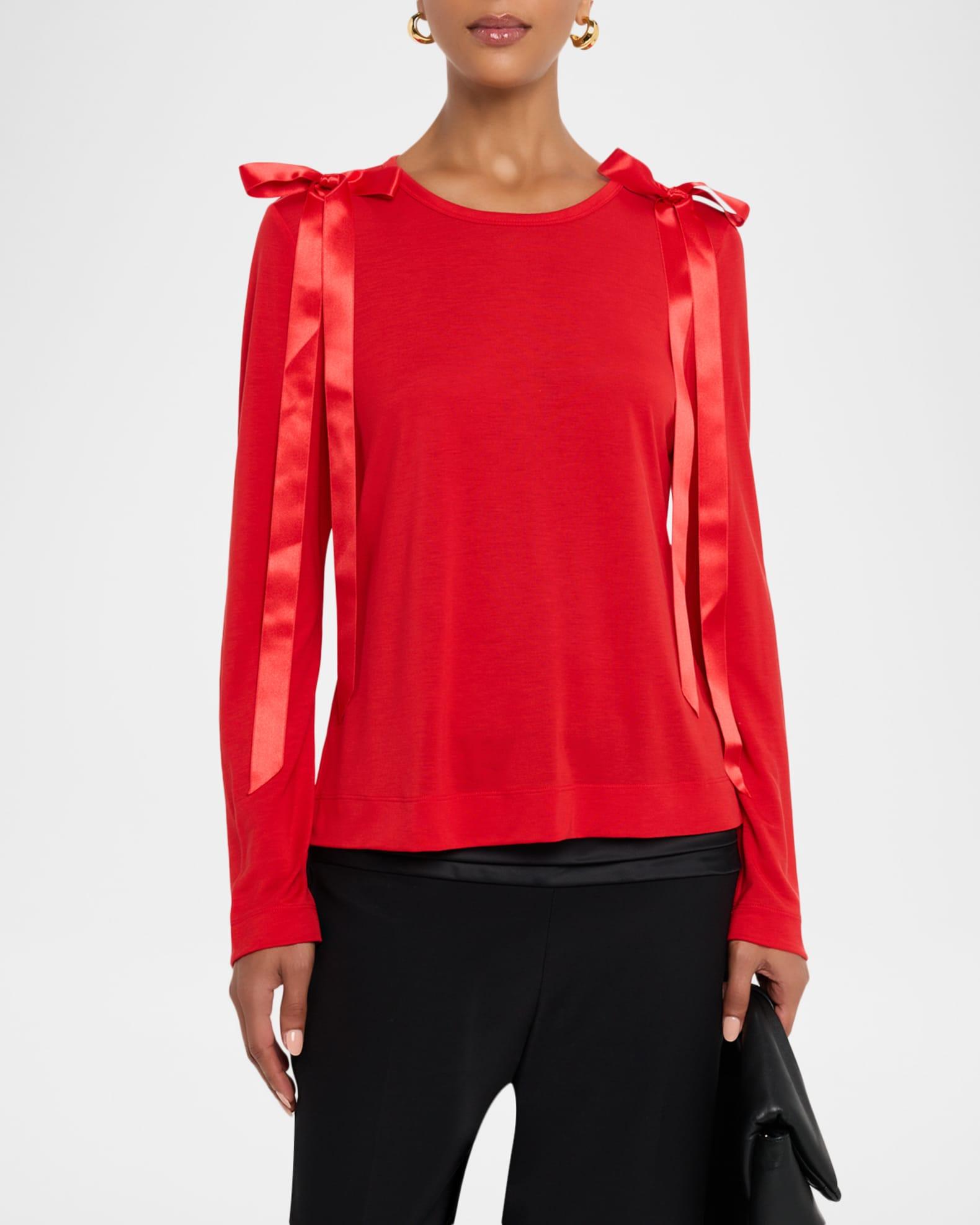 Ribbon Bow Long-Sleeve T-Shirt Product Image