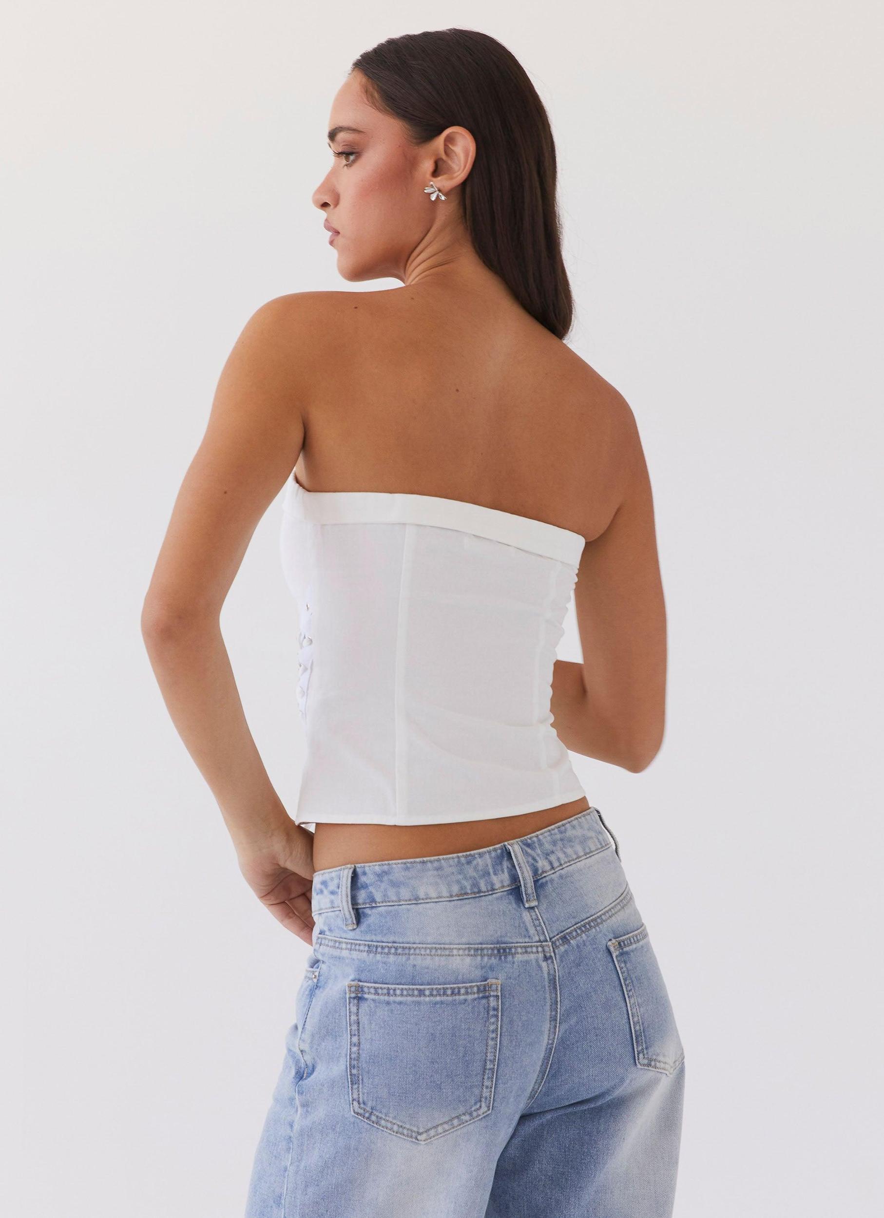 Be My Soulmate Bustier Top - White Product Image
