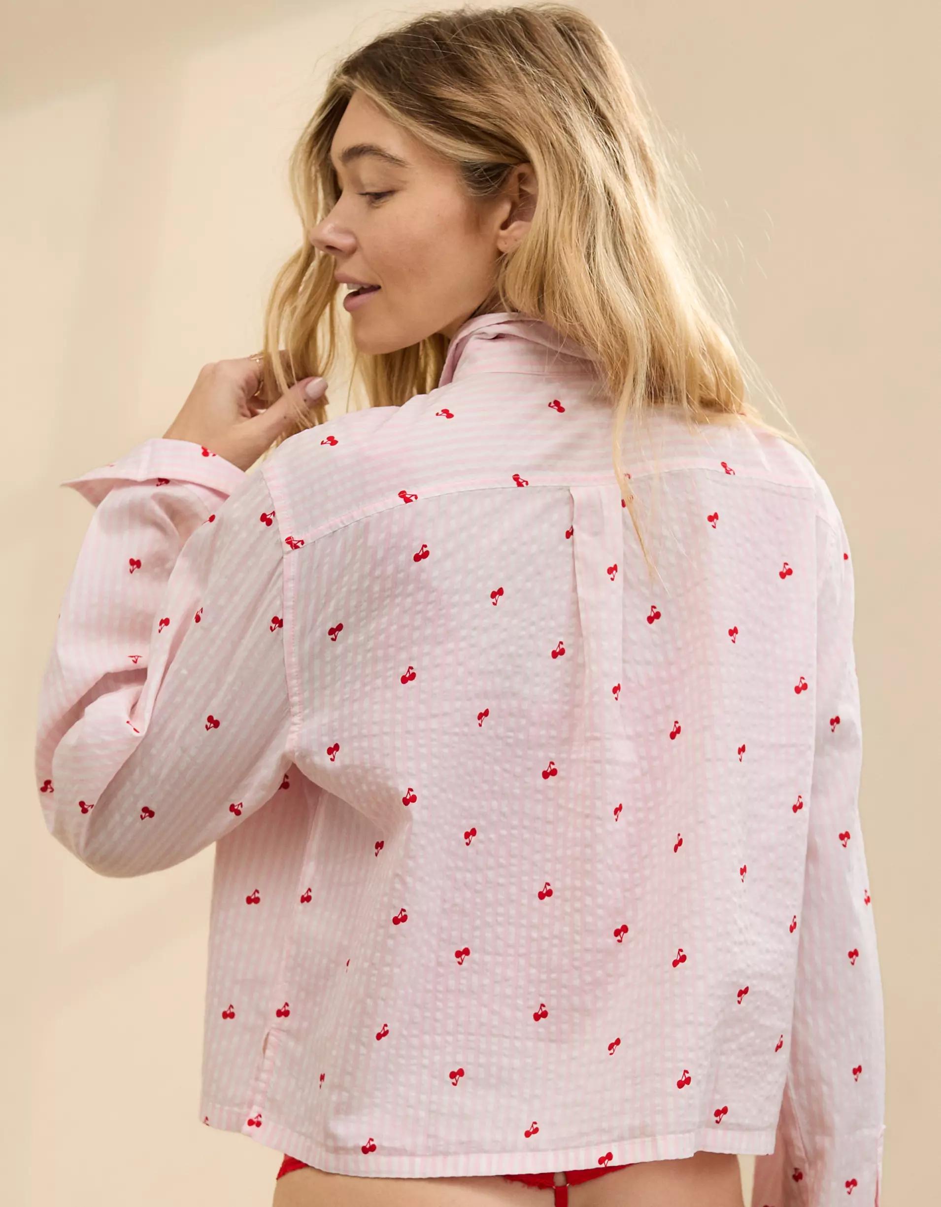 Aerie Off-Duty Seersucker Pajama Shirt Product Image