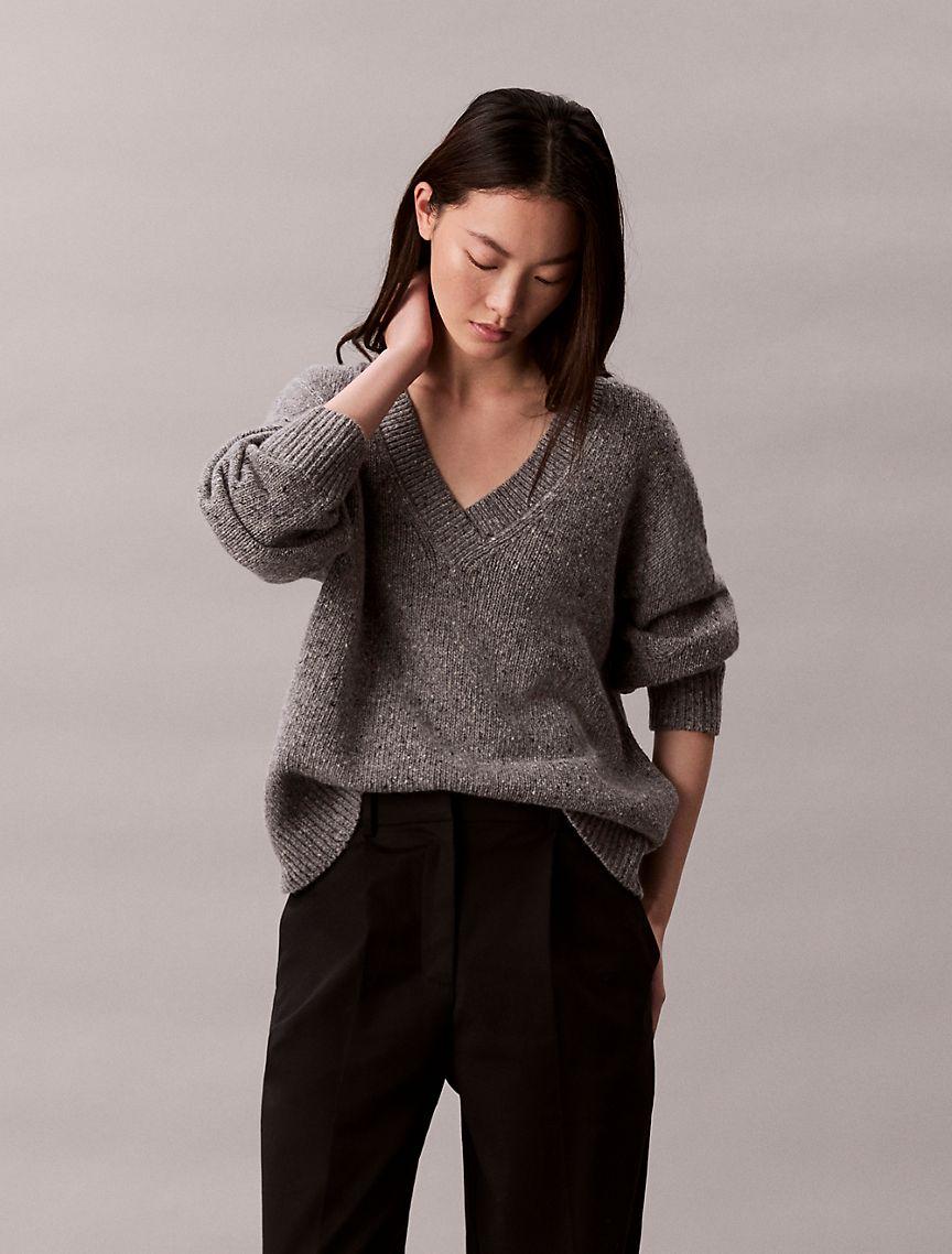 Chunky Relaxed V Neck Sweater Product Image