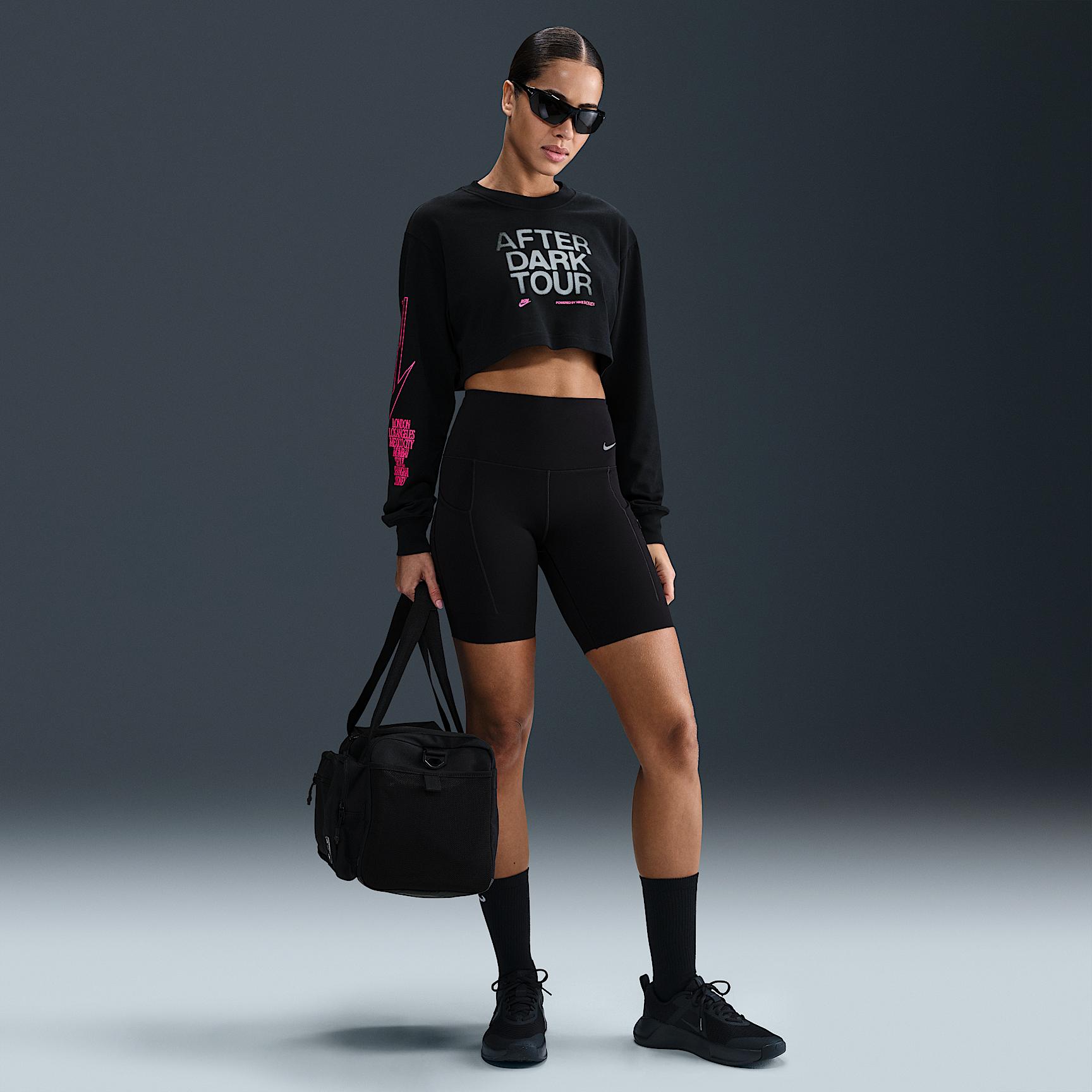 Nike Womens After Dark Tour Oversized Long-Sleeve Cropped T-Shirt | IF4069-010 Product Image
