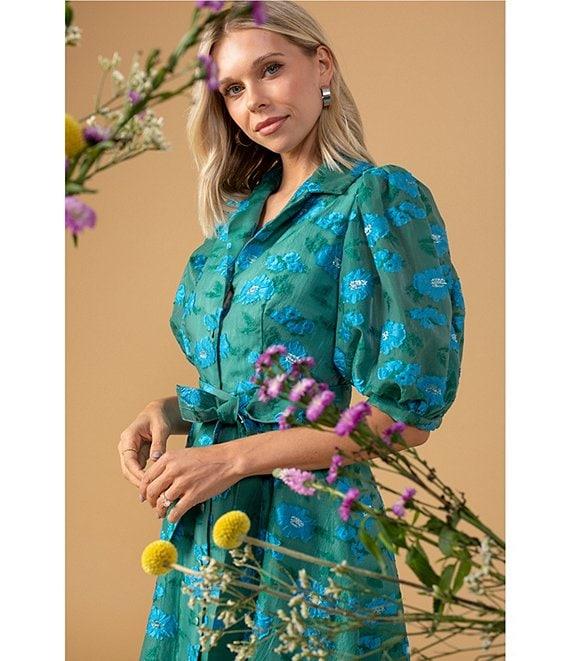 Abbey Glass Charlotte Floral Print Short Sleeve V-Neck Fit and Flare Dress Product Image