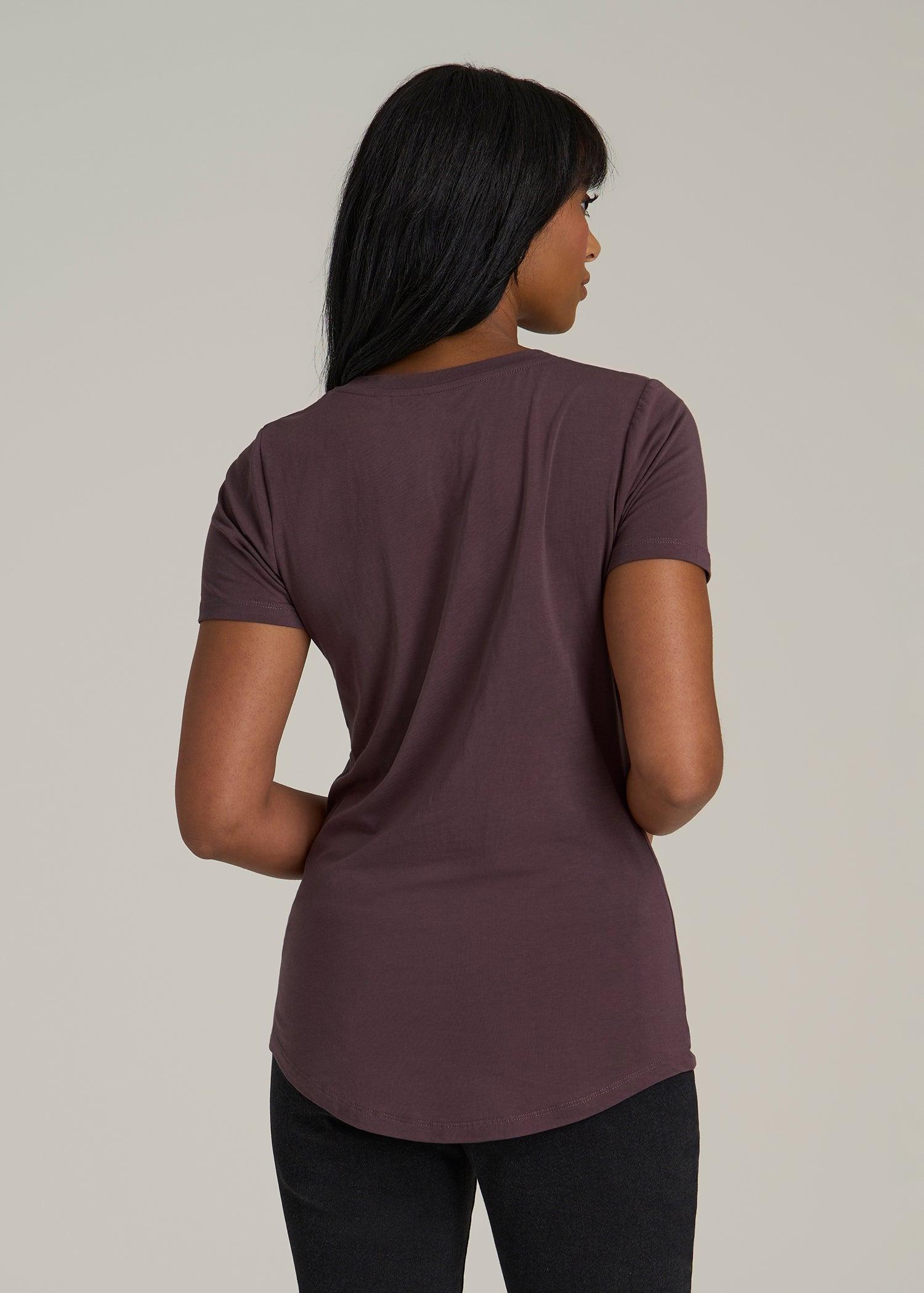 Scoop V-Neck Tee for Tall Women in Merlot Female Product Image
