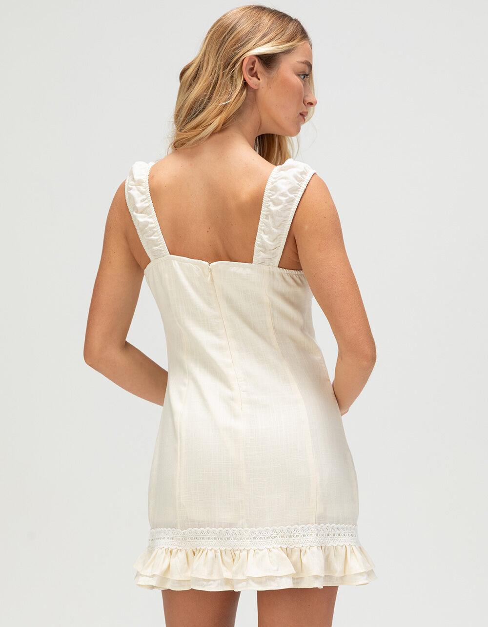 WEST OF MELROSE Lace Trim Womens Mini Dress - CREAM Product Image