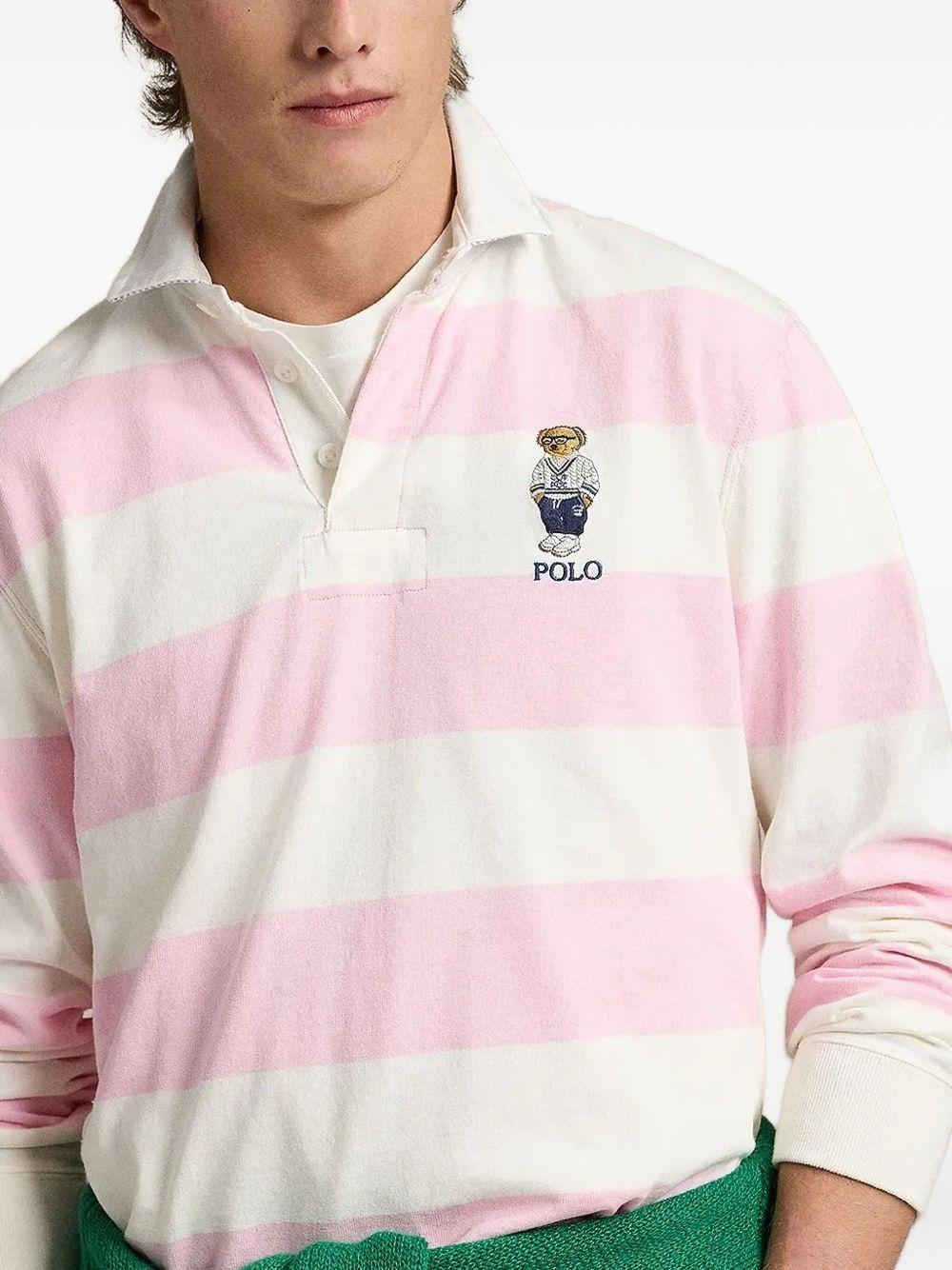 striped logo-embroidery polo shirt Product Image