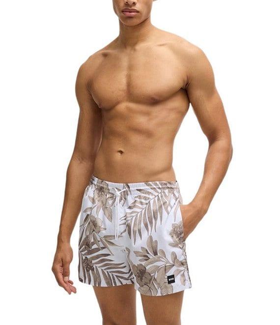 Hugo Boss Piranha Tropical Printed 5#double; Inseam Swim Trunks Product Image
