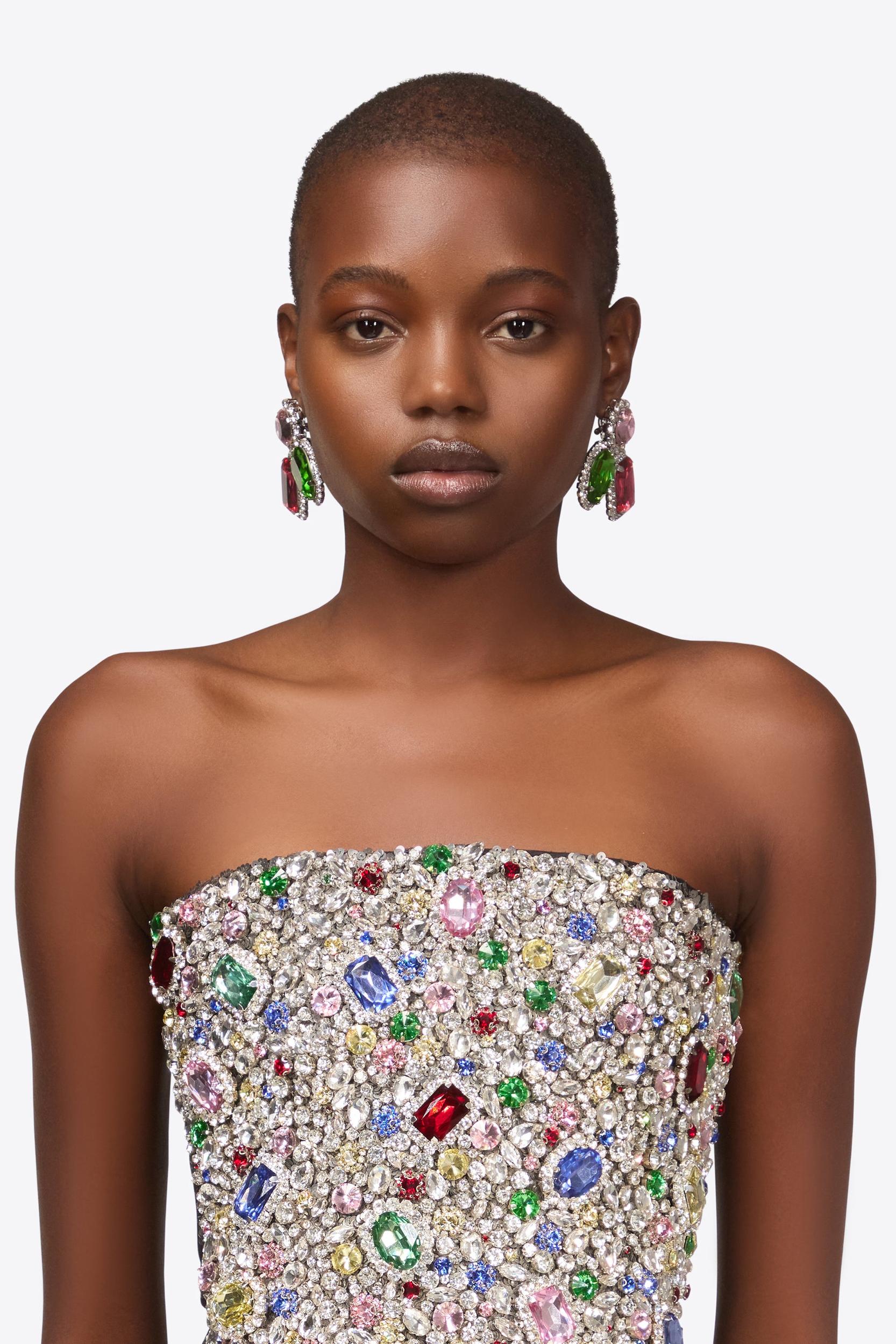 Crystal Gemstone Triple Earrings Product Image