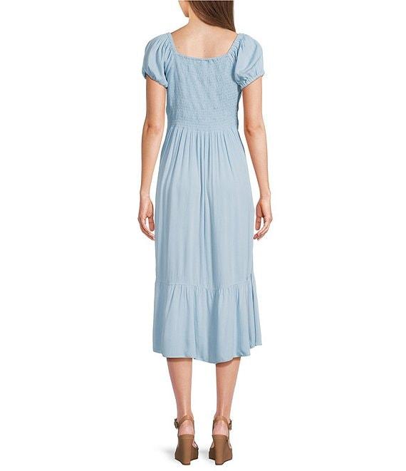 Angie U-Neckline Short Sleeve Empire Midi Dress Product Image