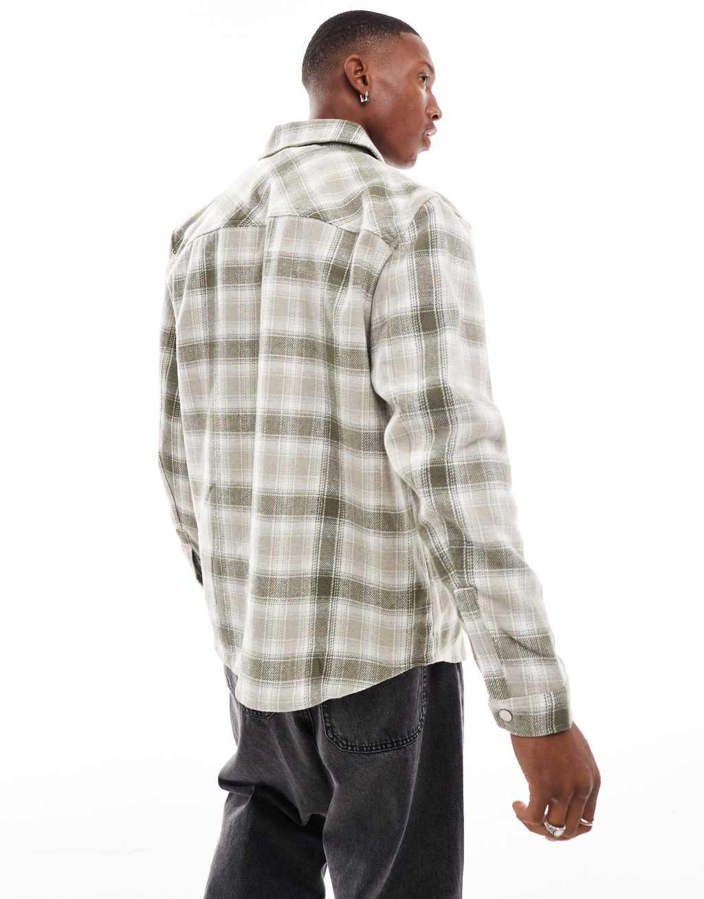 River Island overshirt in green check Product Image