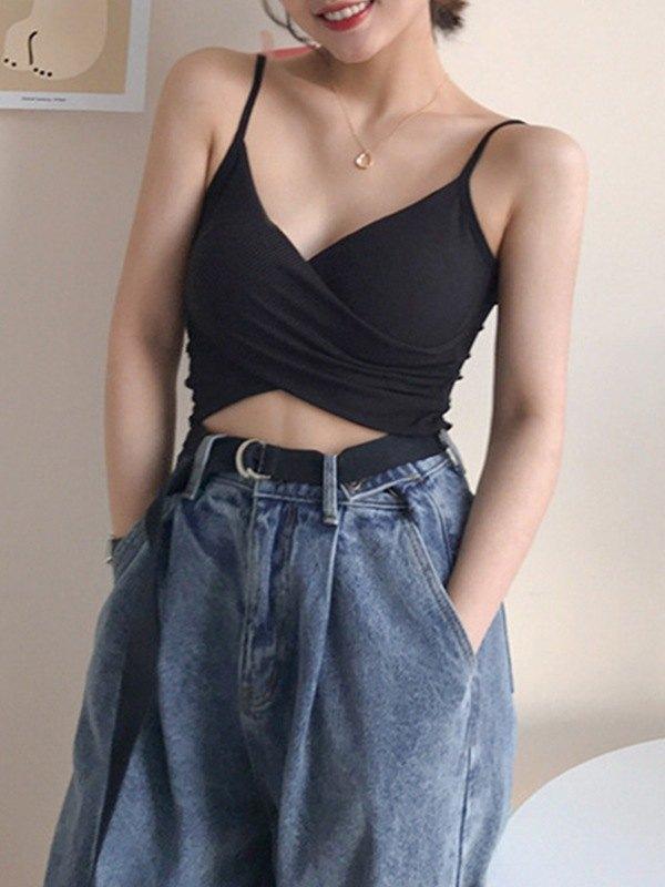 Criss Cross Ribbed Crop Cami Top Product Image
