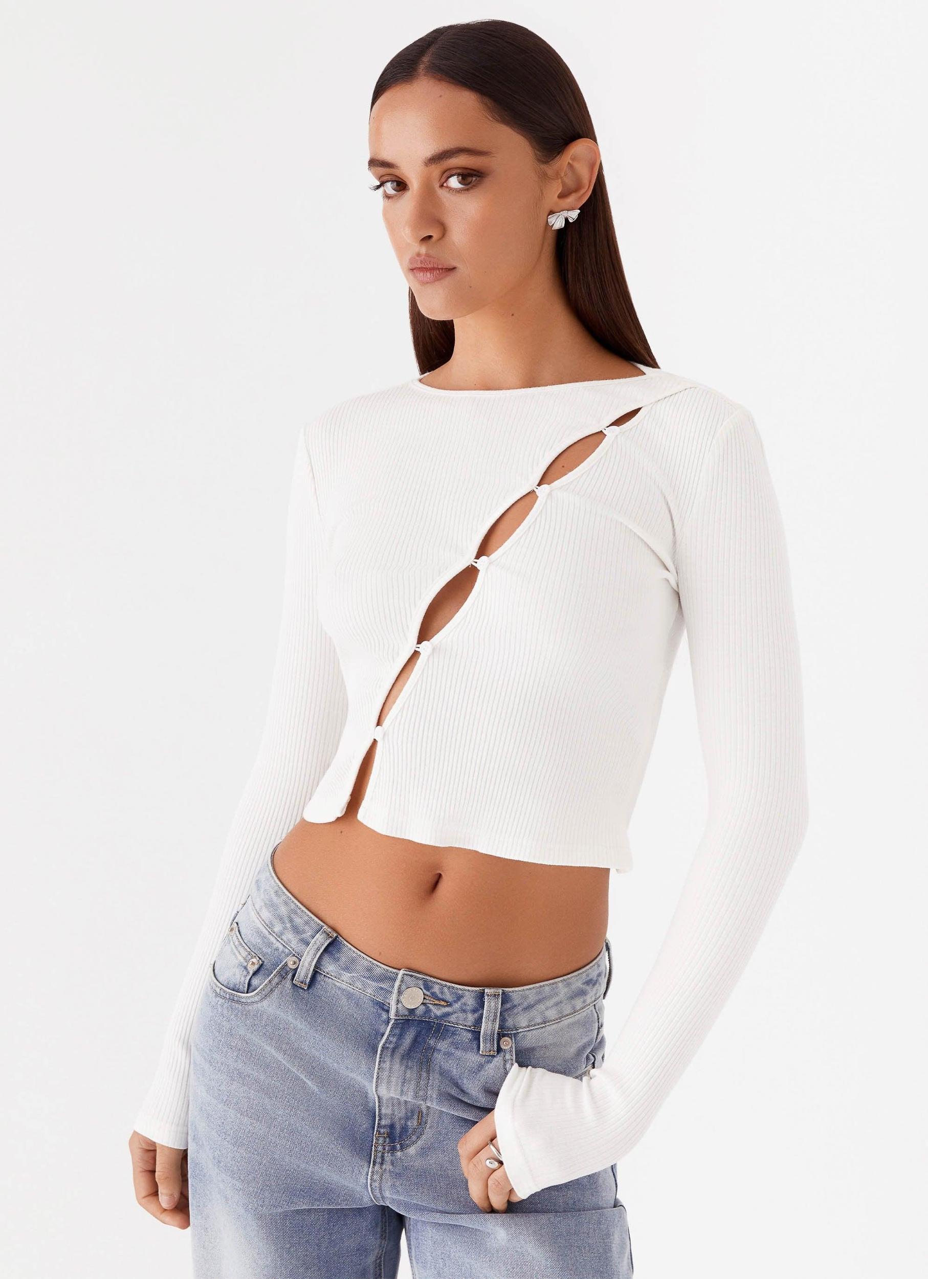 Cassius Long Sleeve Top - Ivory Product Image