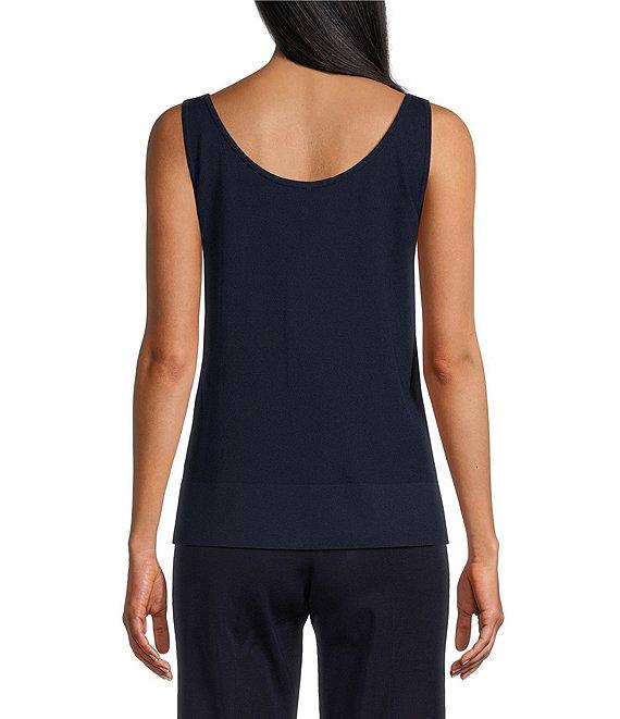 Ming Wang Soft Knit V-Neck Sleeveless Side Slit Tank Product Image