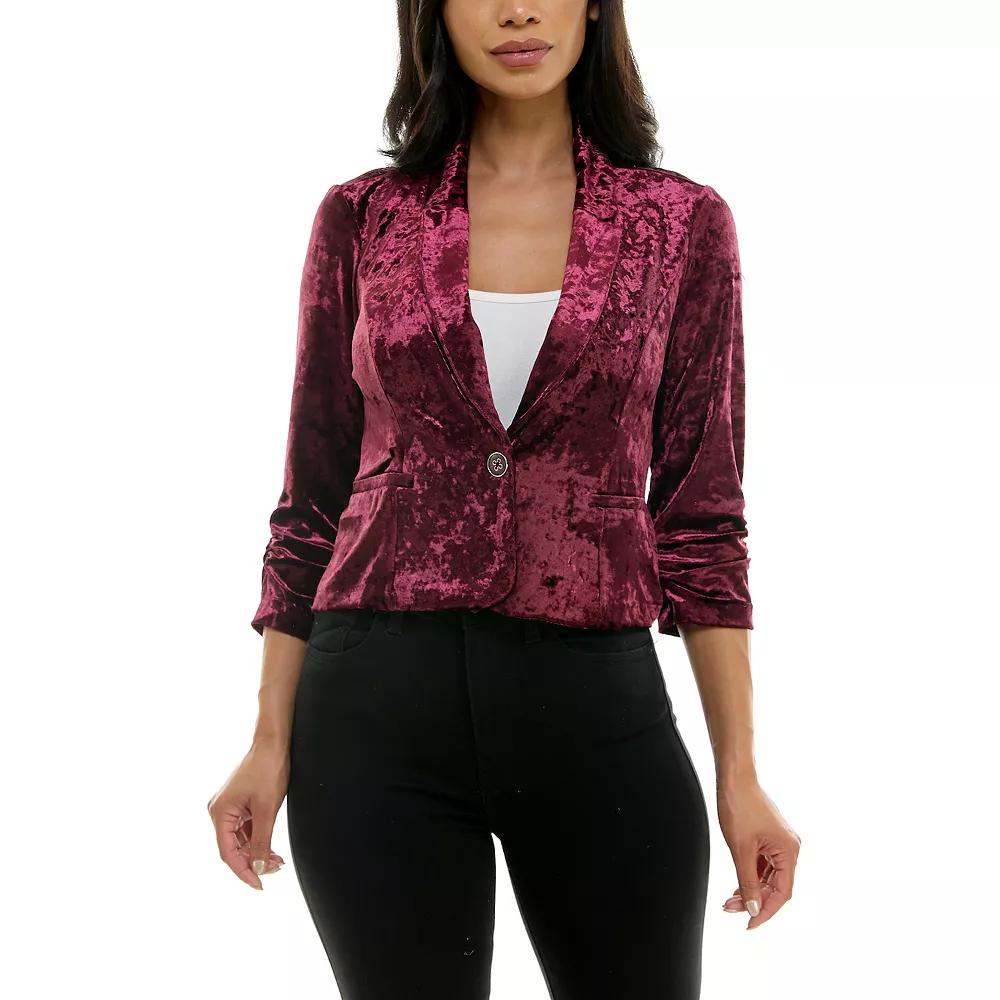 Women's Nina Leonard Velvet Cropped Blazer,  Product Image
