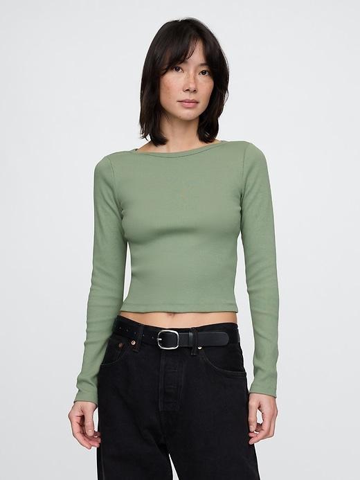 Heavyweight Rib Boatneck Crop T-Shirt Product Image