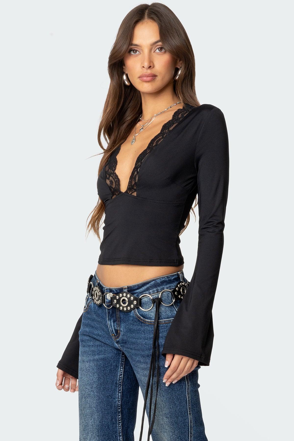 Tina Lacey Plunge Neck Top Product Image