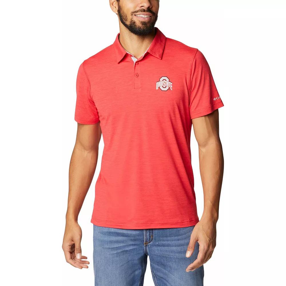 Men's Columbia Scarlet Ohio State Buckeyes Tech Trail Space Dye Omni-Shade Polo,  Product Image