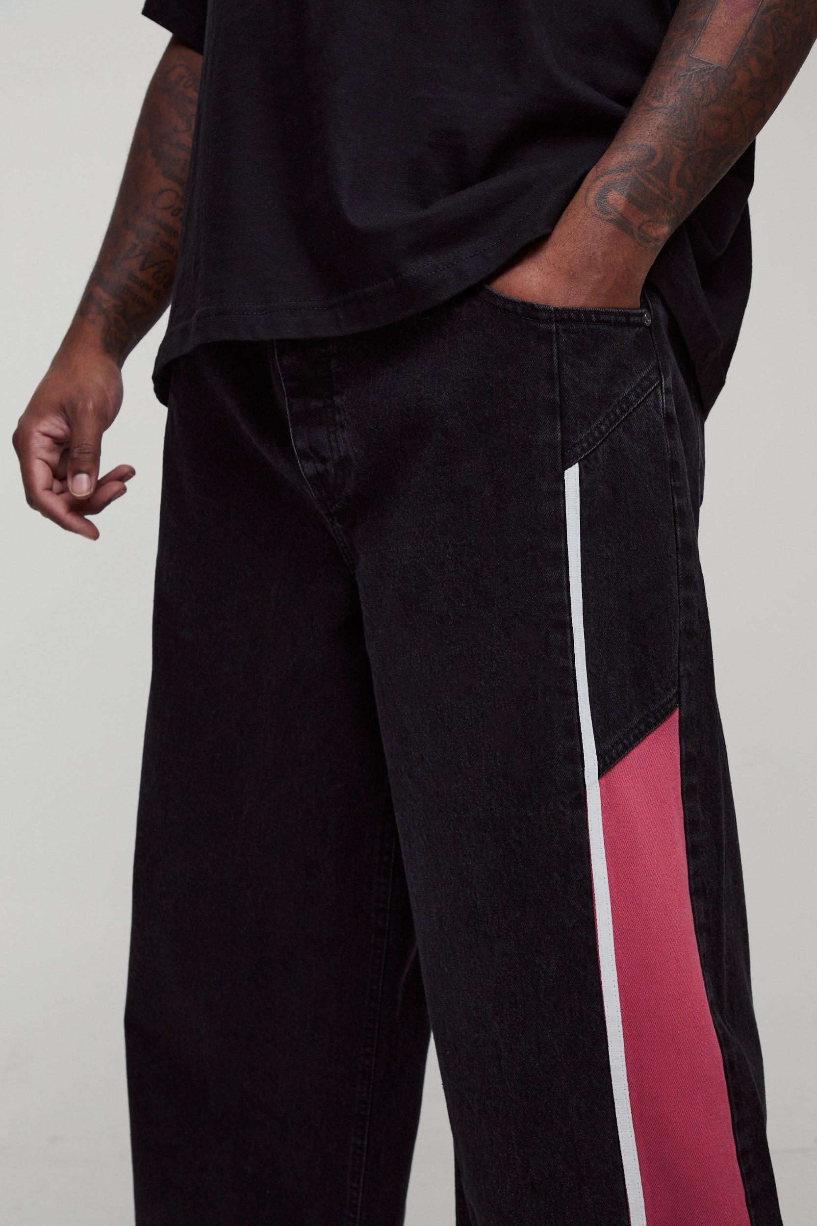 Plus Baggy Moto Panel Jeans | boohooMAN USA Product Image