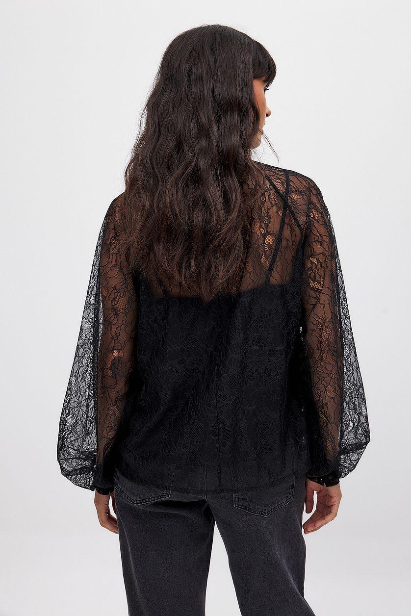 Balloon Sleeve Lace Blouse Product Image