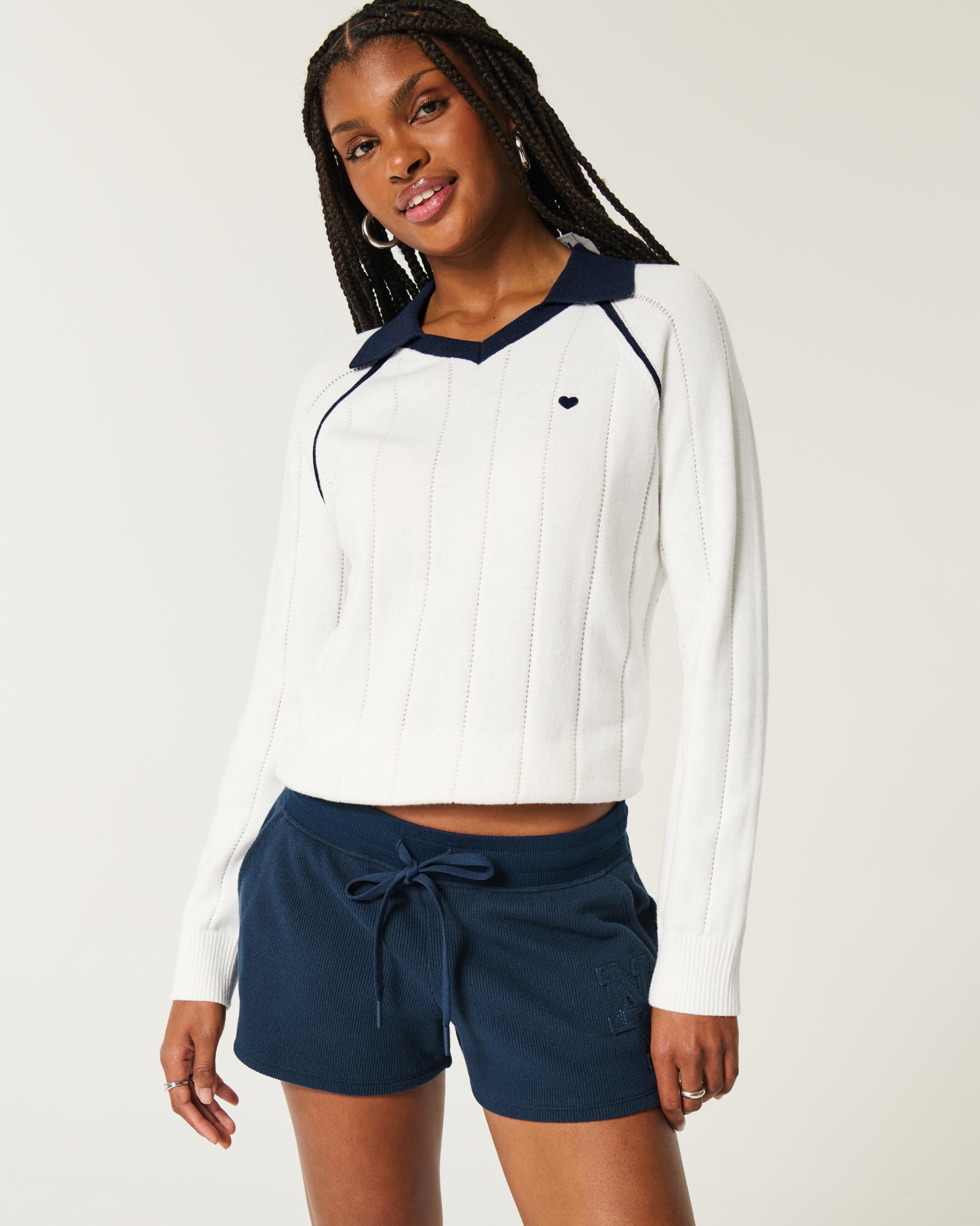 Easy Long-Sleeve Sweater Polo Product Image