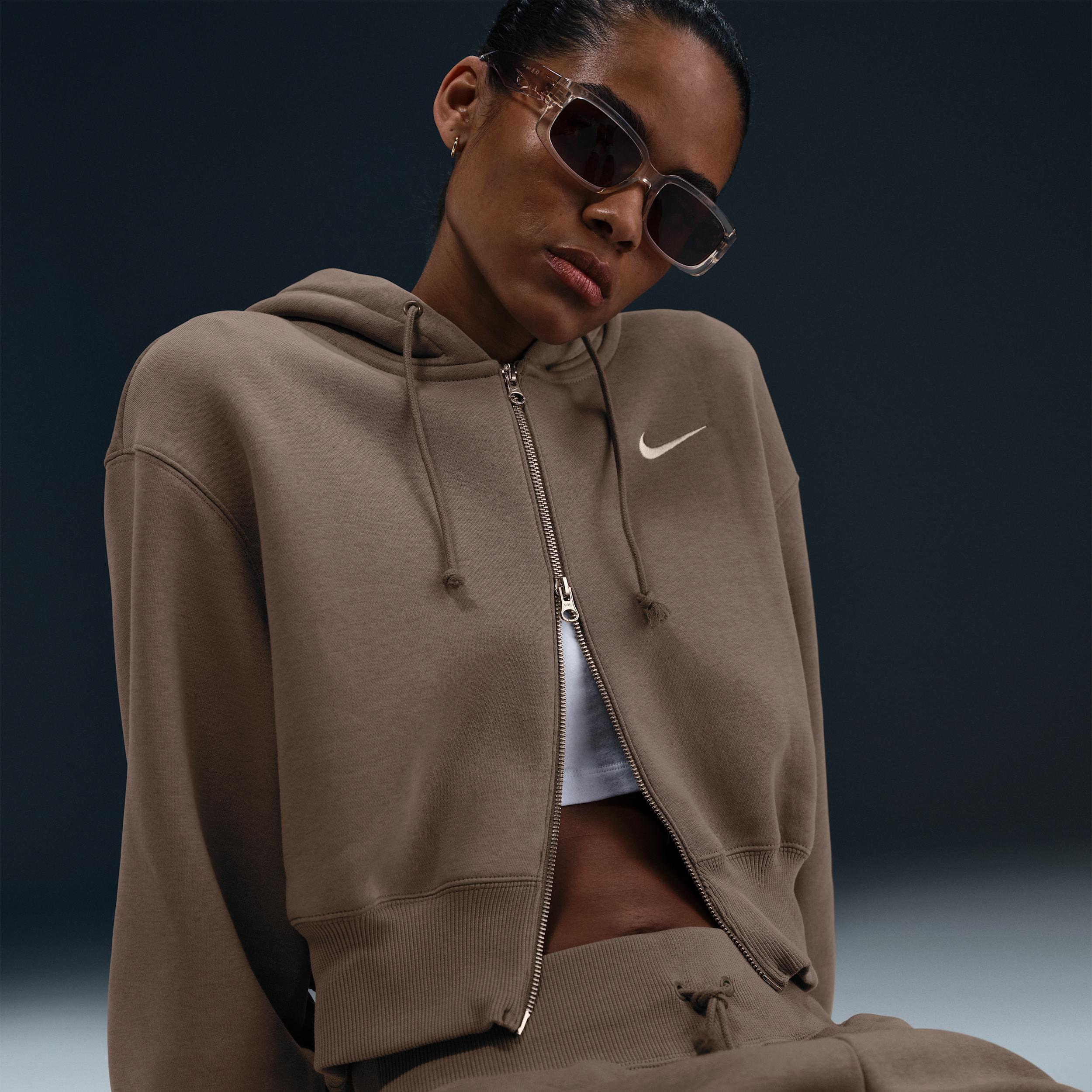 Womens Nike Sportswear Phoenix Fleece Loose Cropped Full-Zip Hoodie | HJ0940-133 Product Image