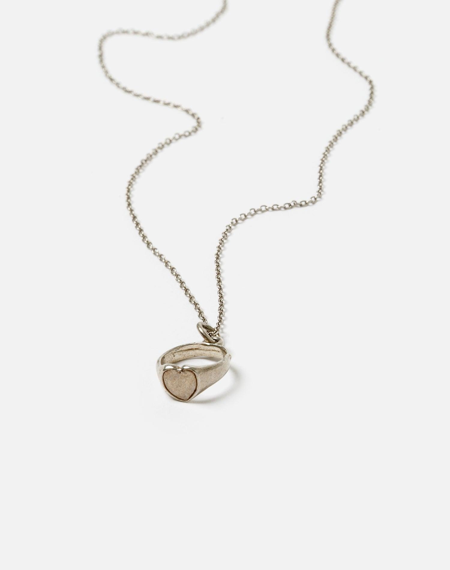 40s Sterling Heart Signet Necklace Product Image